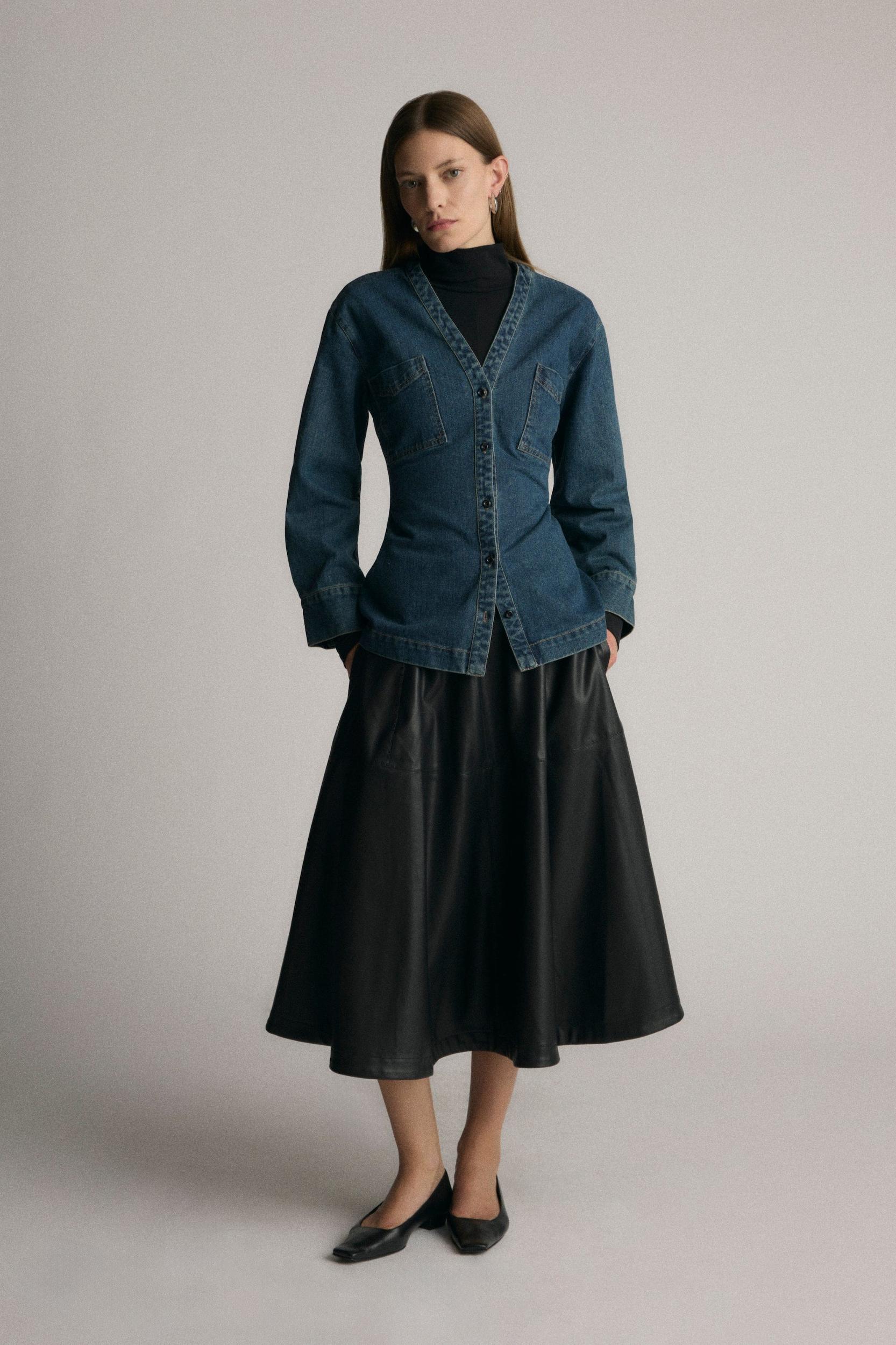 Emmett Structured-Sleeve Denim Jacket Product Image