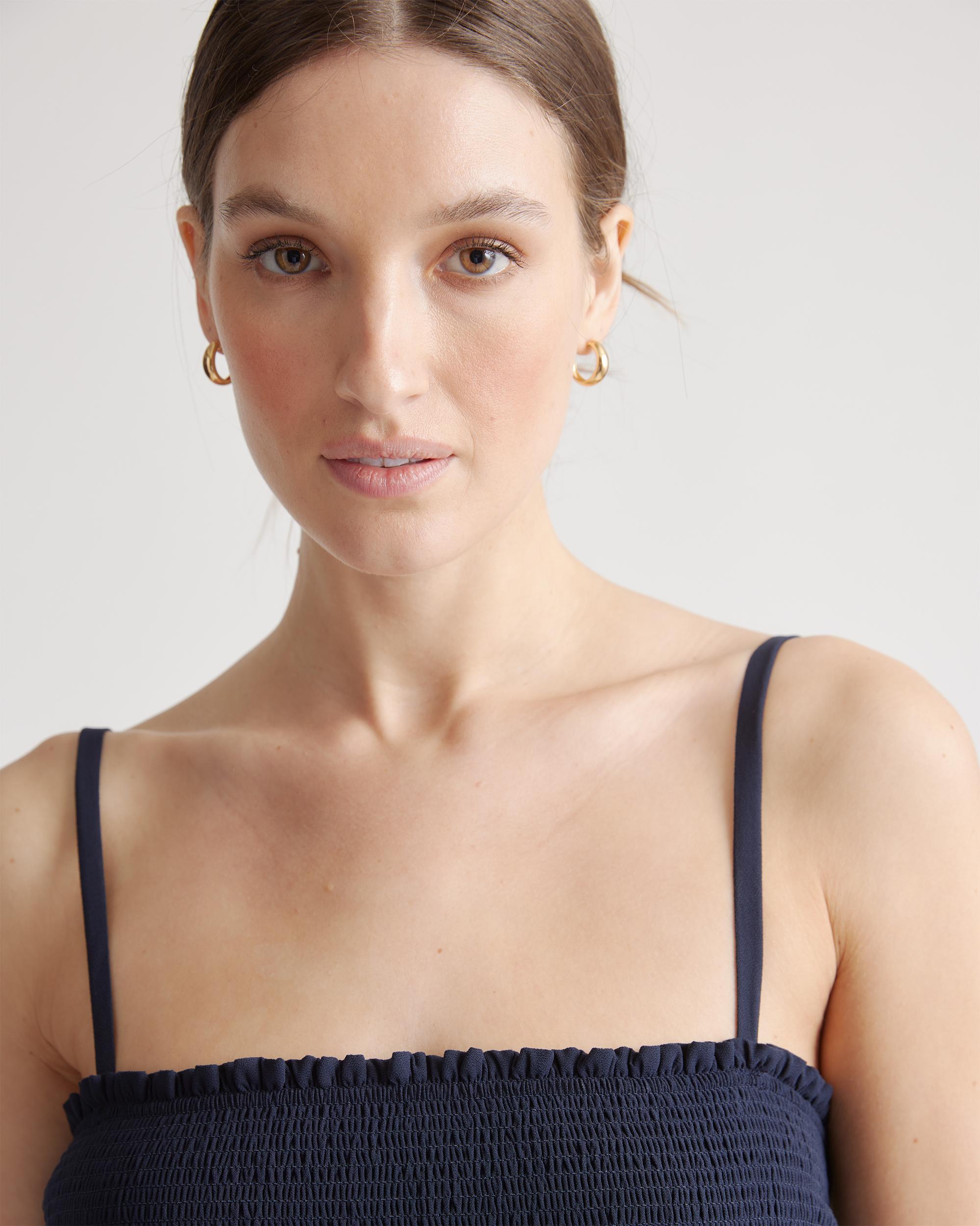 Quince | Women's Chiffon Smocked Sleeveless Mini Dress Recycled Polyester Product Image