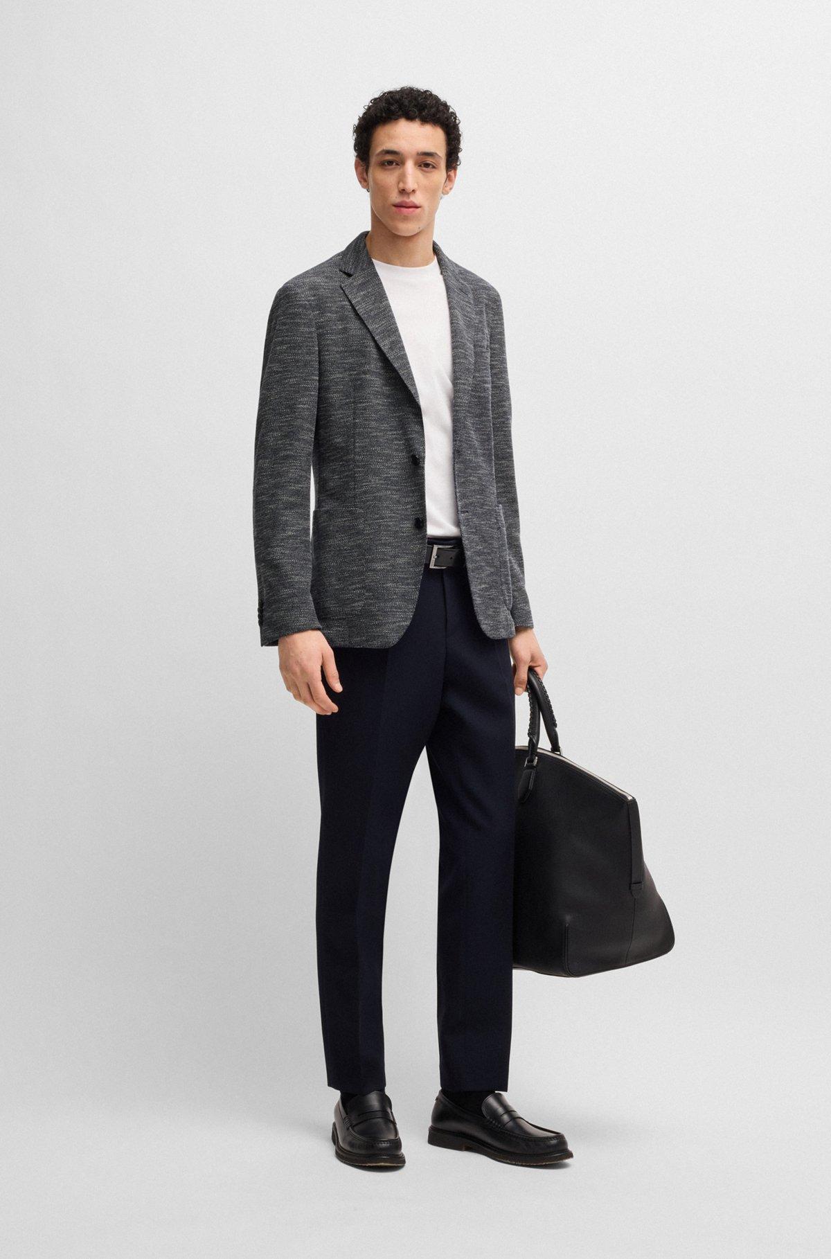 Slim-fit suit jacket in micro-patterned stretch fabric Product Image