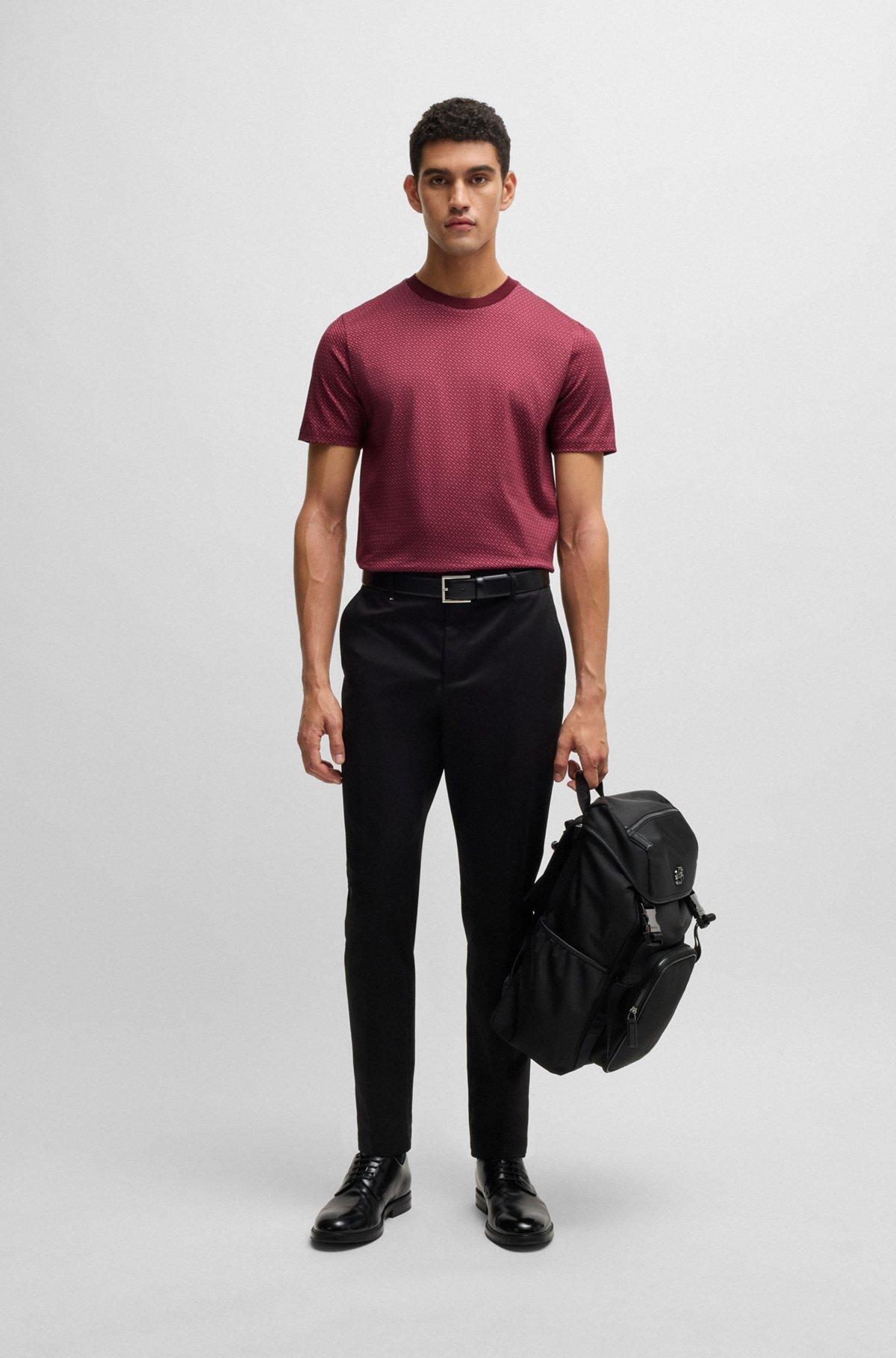 Mercerized-cotton T-shirt with two-tone monogram print Product Image