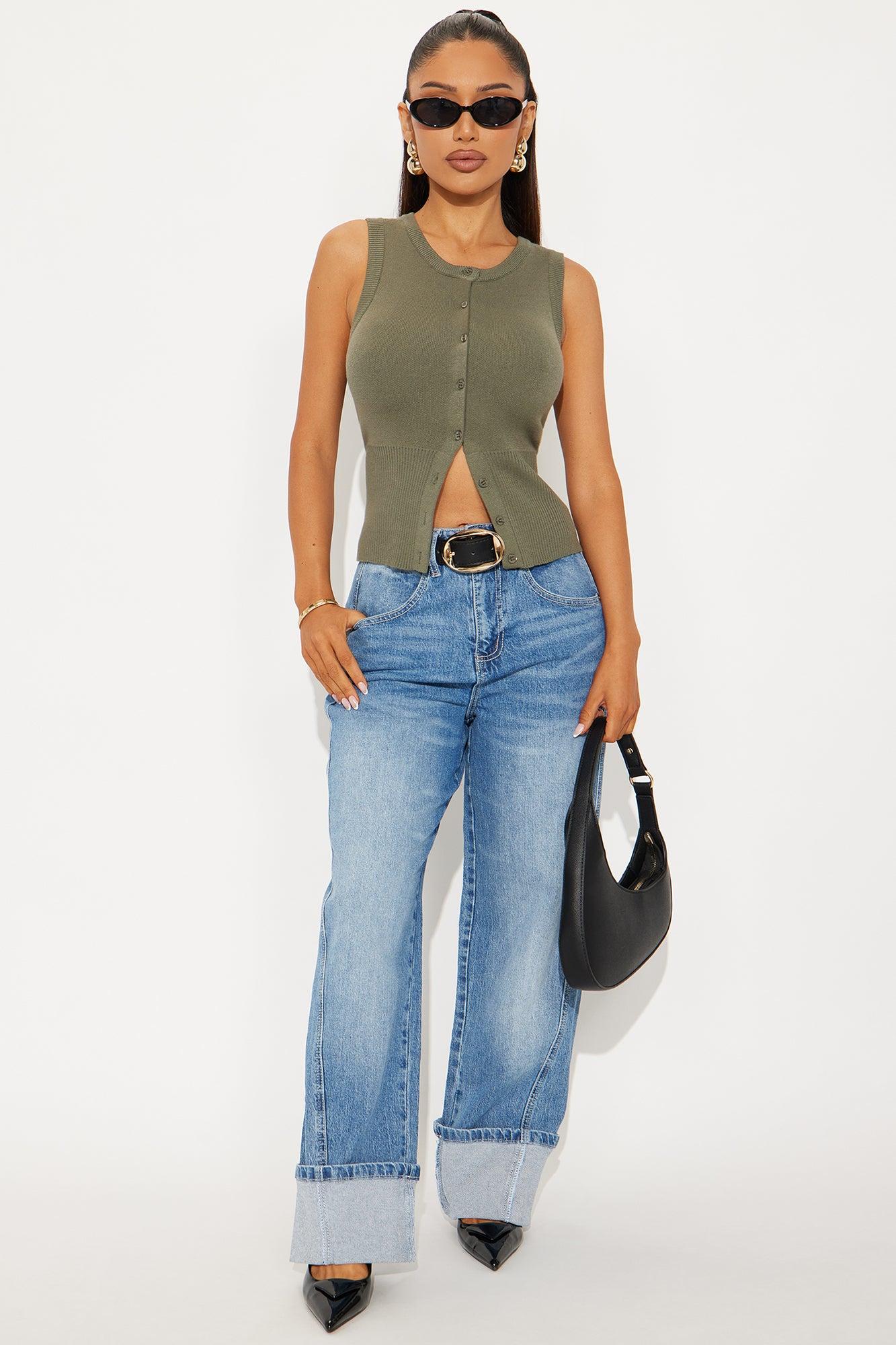 Another Day Sweater Vest - Olive Product Image