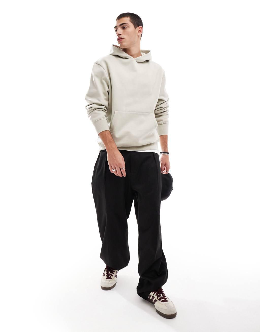 ASOS DESIGN premium heavyweight oversized hoodie in beige Product Image