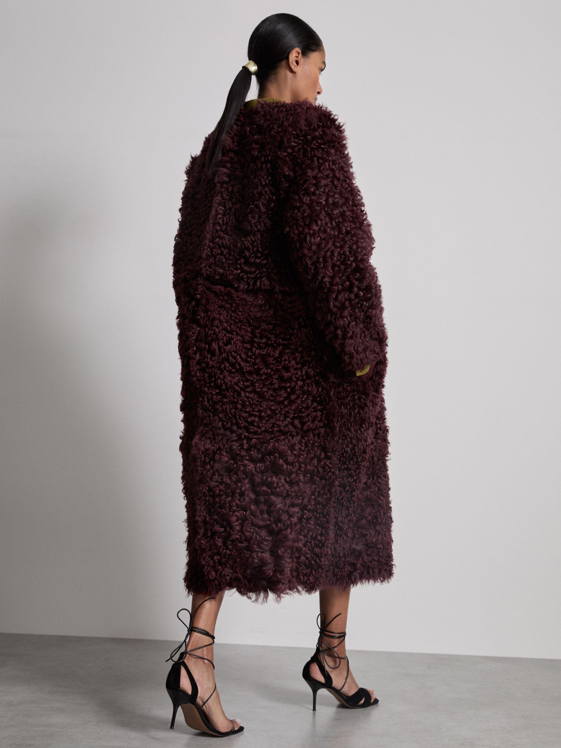 Atelier Shearling Convertible Coat in Burgundy Product Image