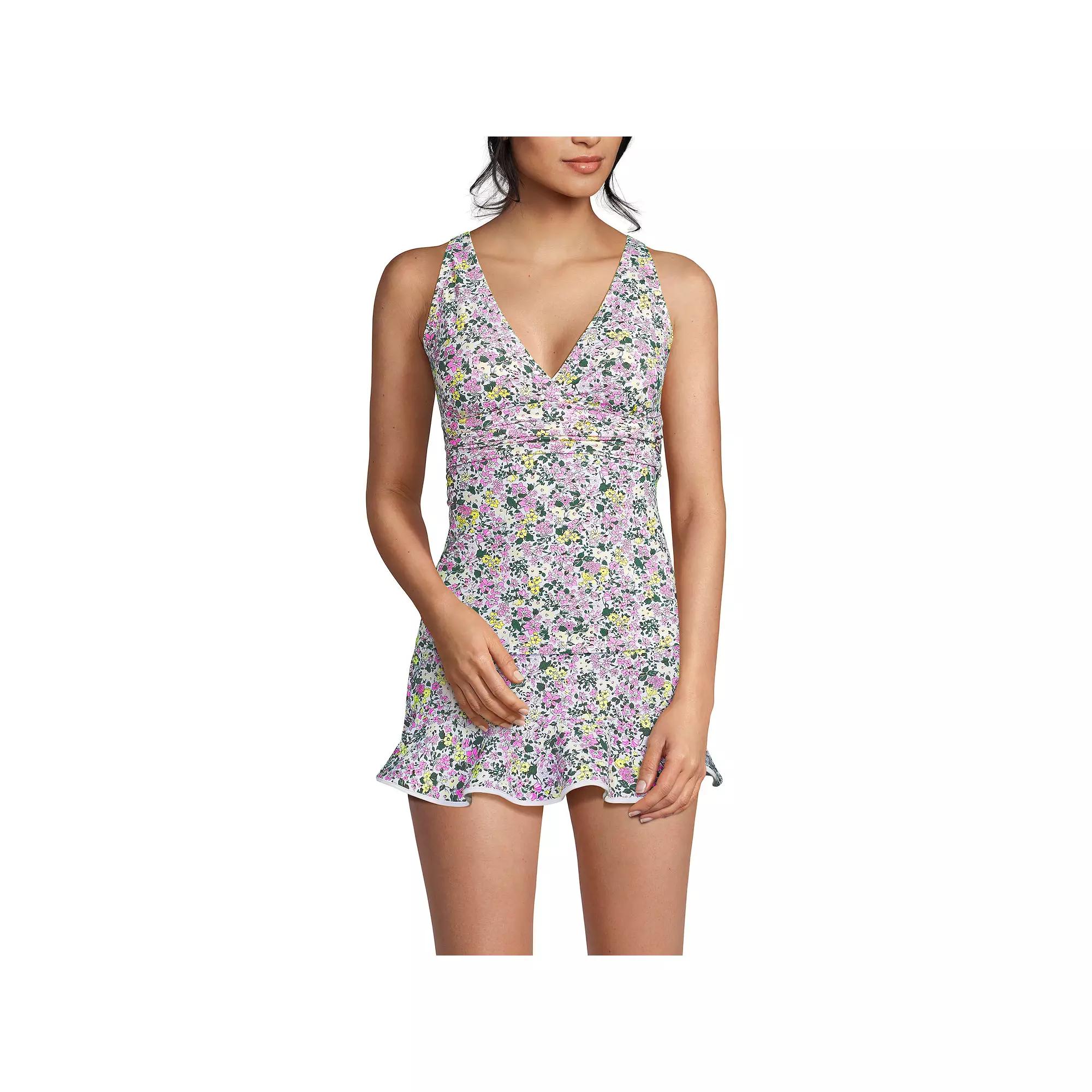Petite Lands' End V-Neck Plunge X Back Tankini Top, Women's,  Product Image