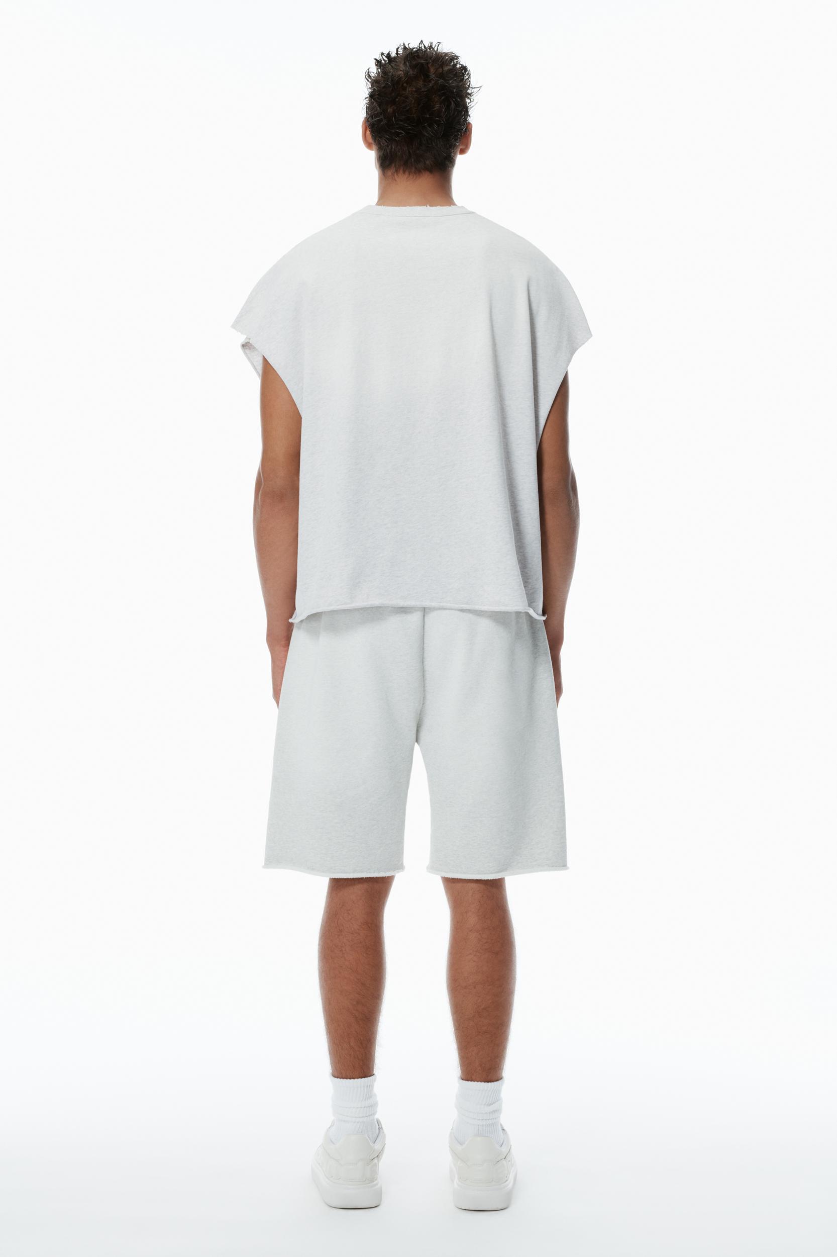 Unisex Distressed Logo Oversized Cotton Muscle Tee Product Image