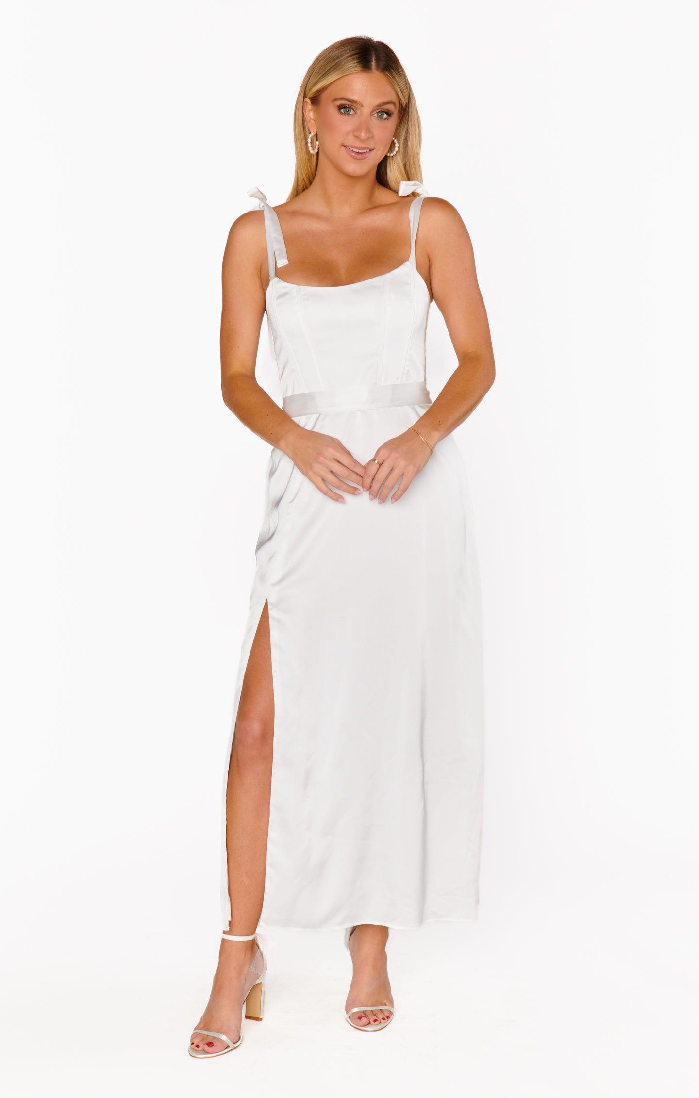 Willow Midi Dress ~ Ivory Luxe Satin Product Image