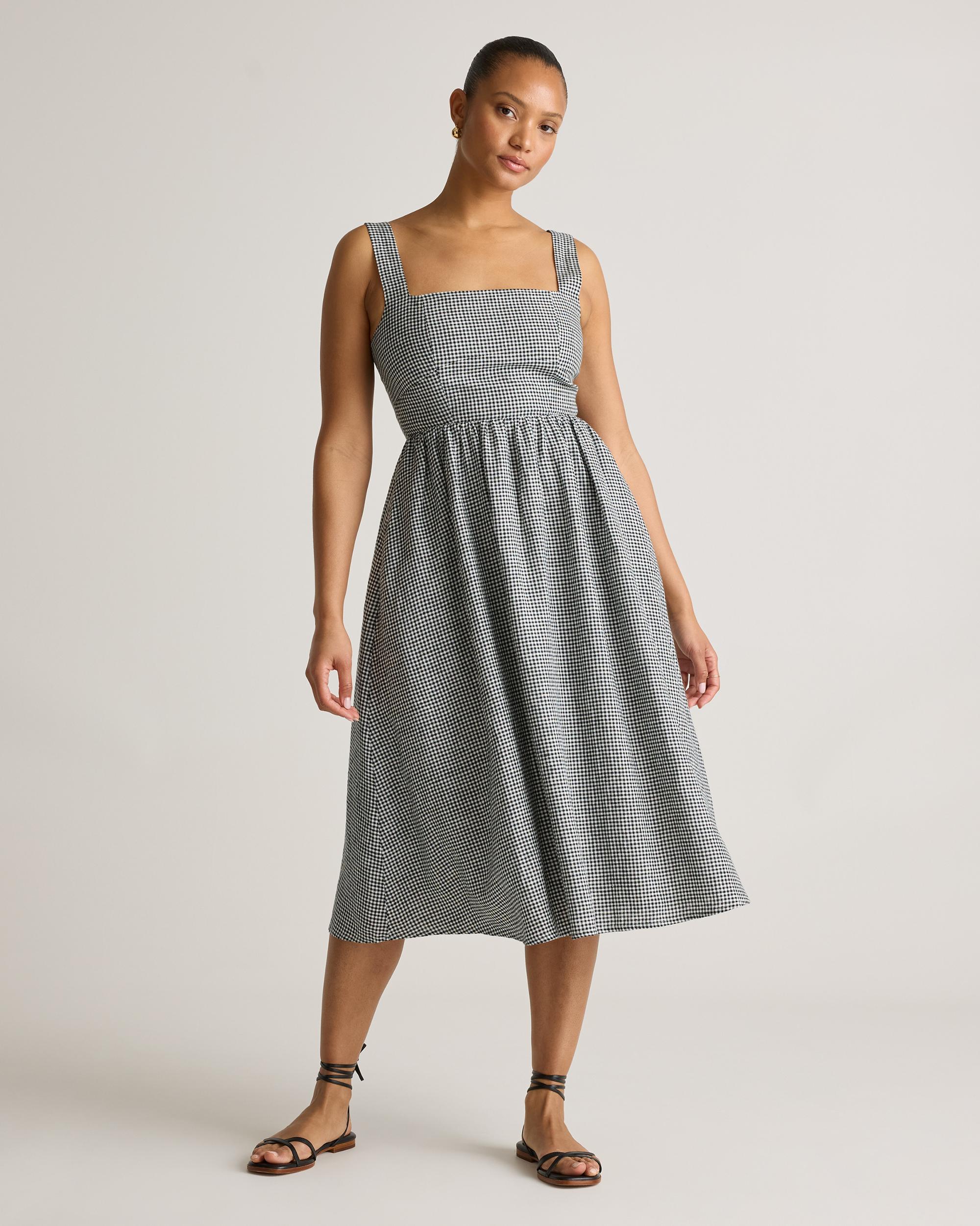 Quince | Women's 100% European Linen Fit & Flare Midi Dress Product Image