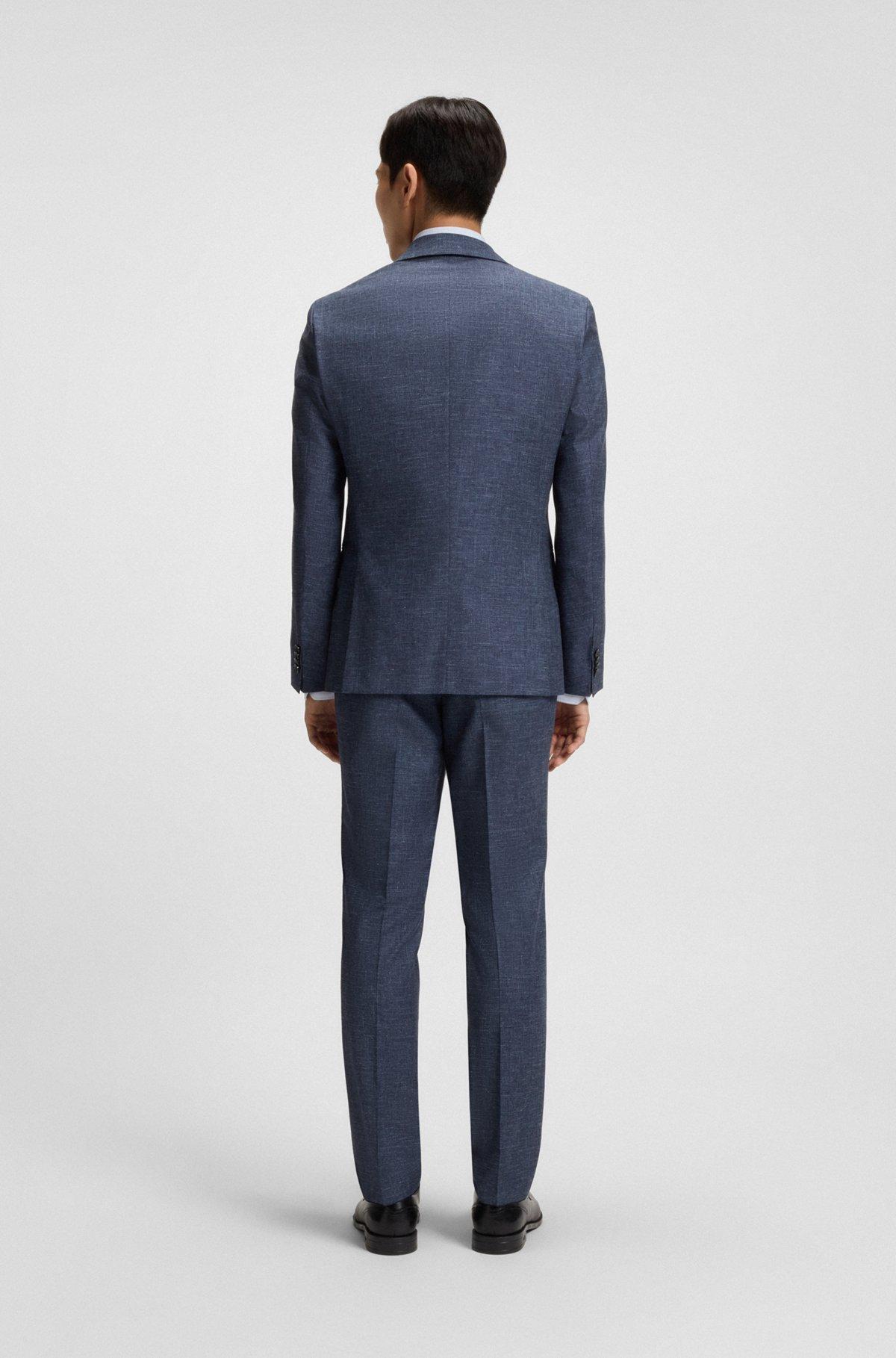 BOSS - Slim-fit blazer in patterned stretch fabric - Dark Blue Product Image