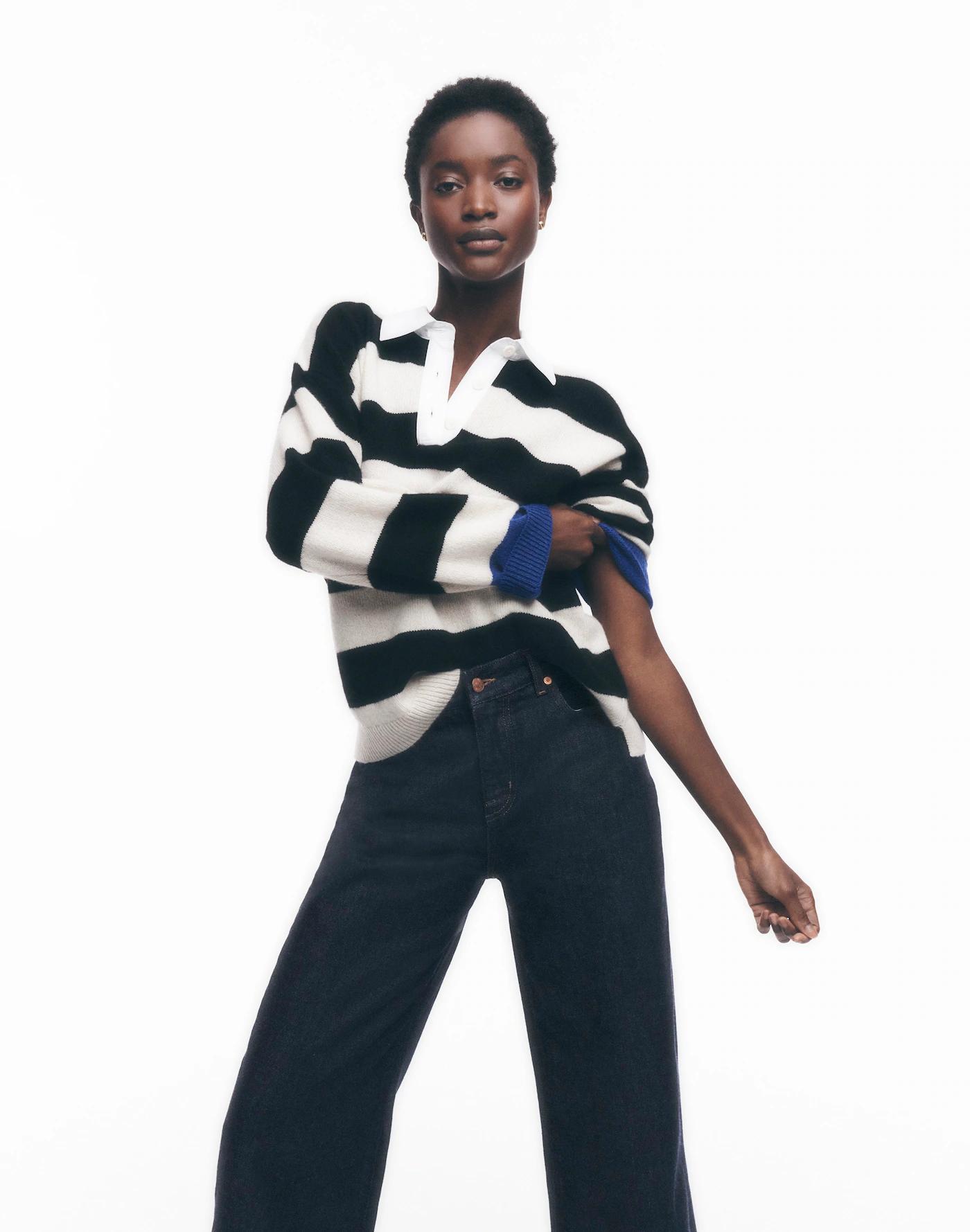 Cashmere-Wool Blend Rugby Sweater Product Image