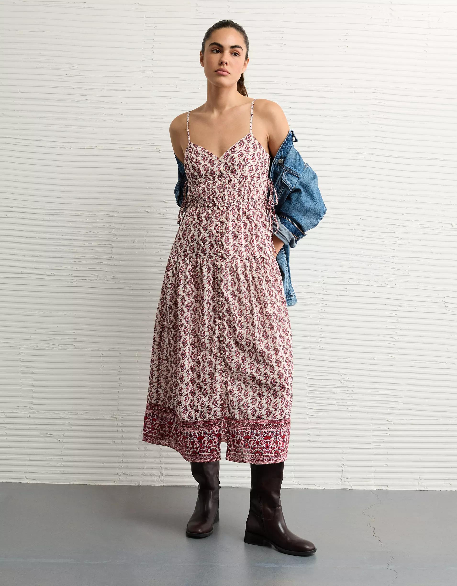 AE V-Neck Side Tie Midi Dress Product Image