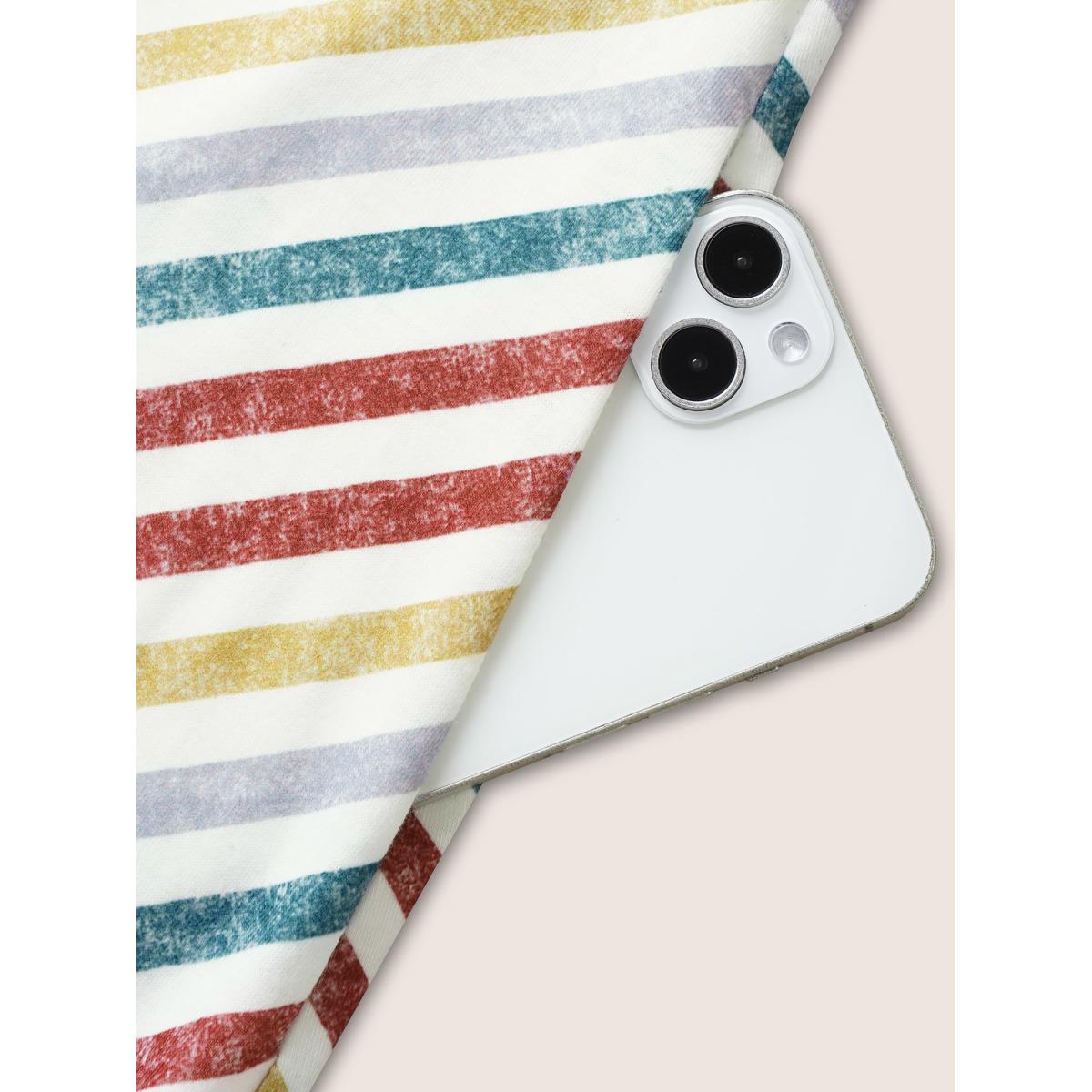 Plus Size Colored Striped V Neck Pocket Midi Dress Multicolor Women Casual Contrast V-neck Short sleeve Curvy BloomChic 12/L Product Image