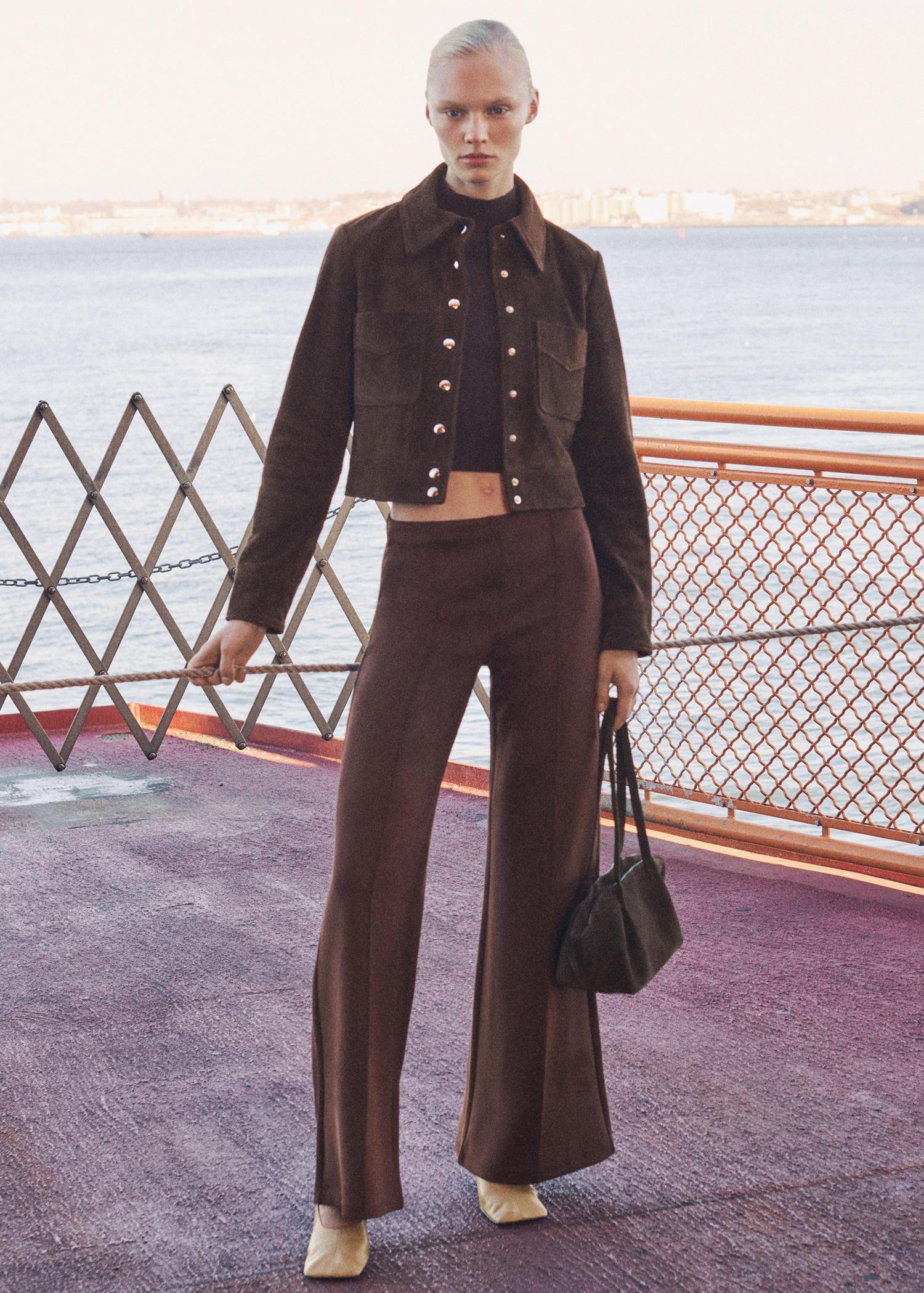 Suede jacket with pockets - Women | MANGO USA Product Image