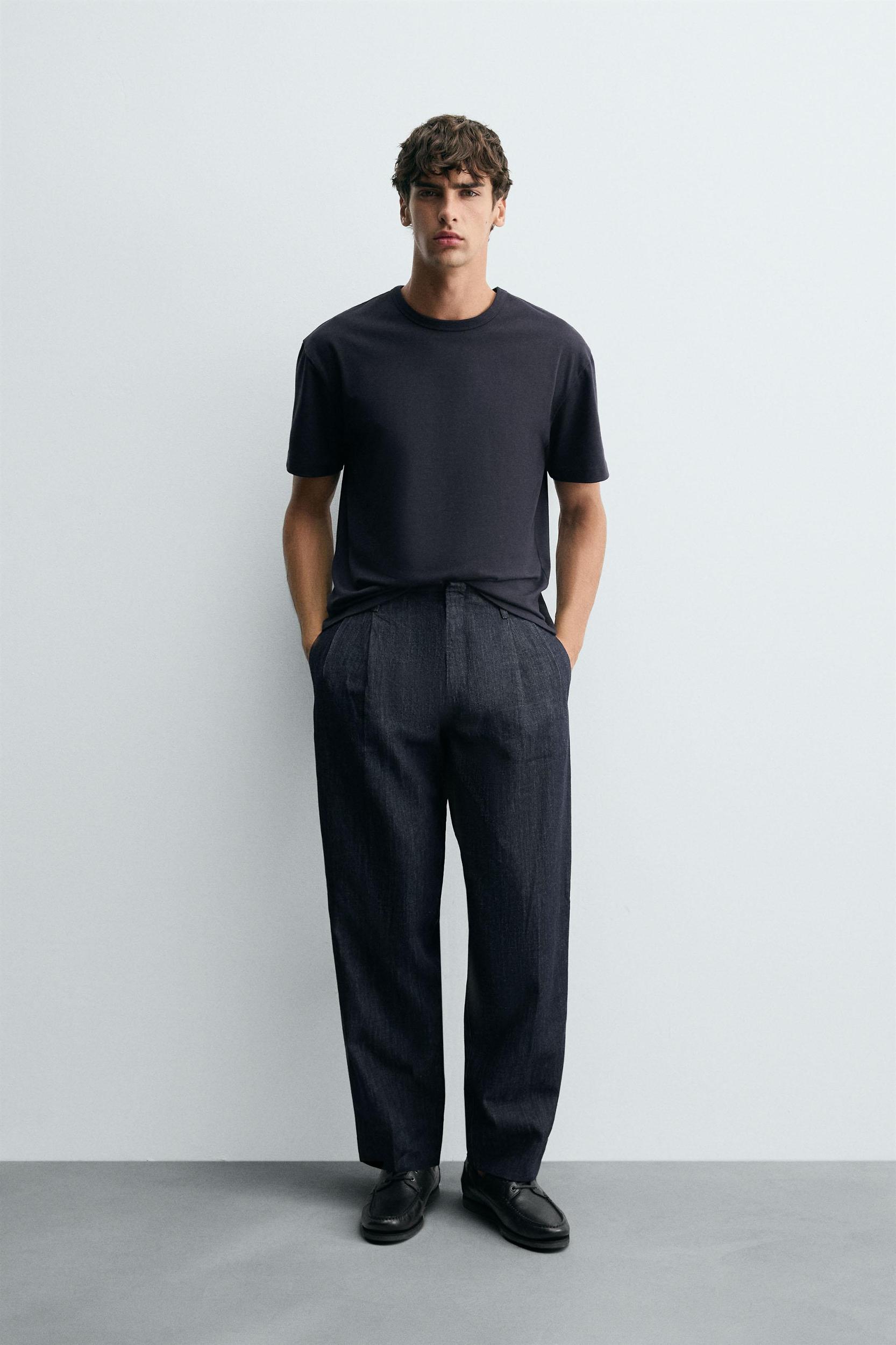 WIDE FIT CROPPED DENIM PANTS Product Image