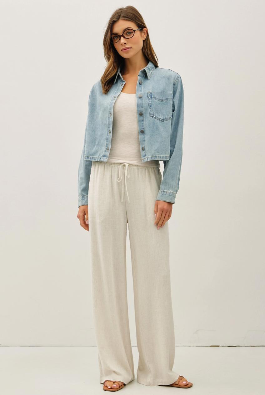 Cropped Denim Shacket Product Image