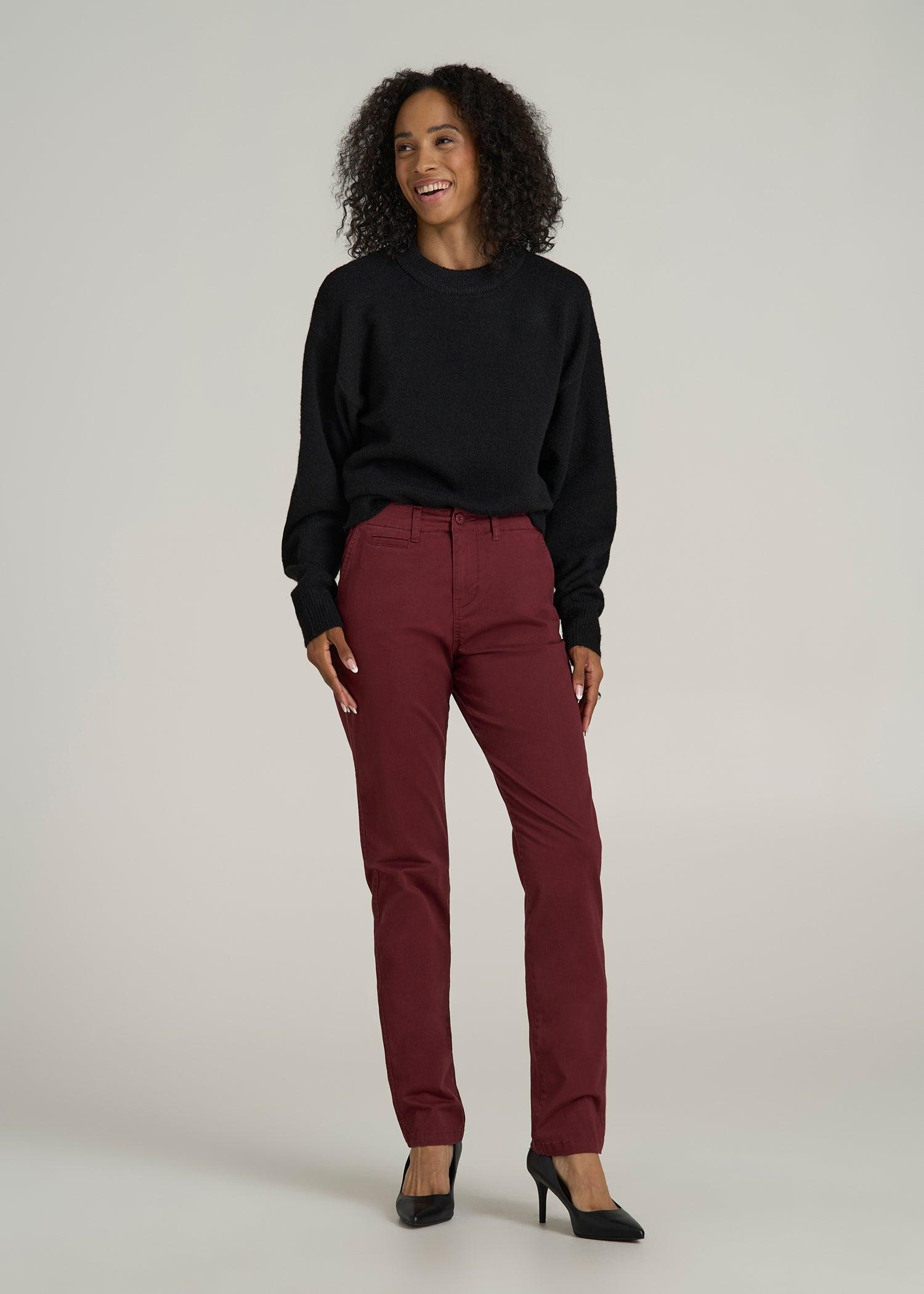 High Rise Tapered Chino Pants for Tall Women in Red Ochre Product Image
