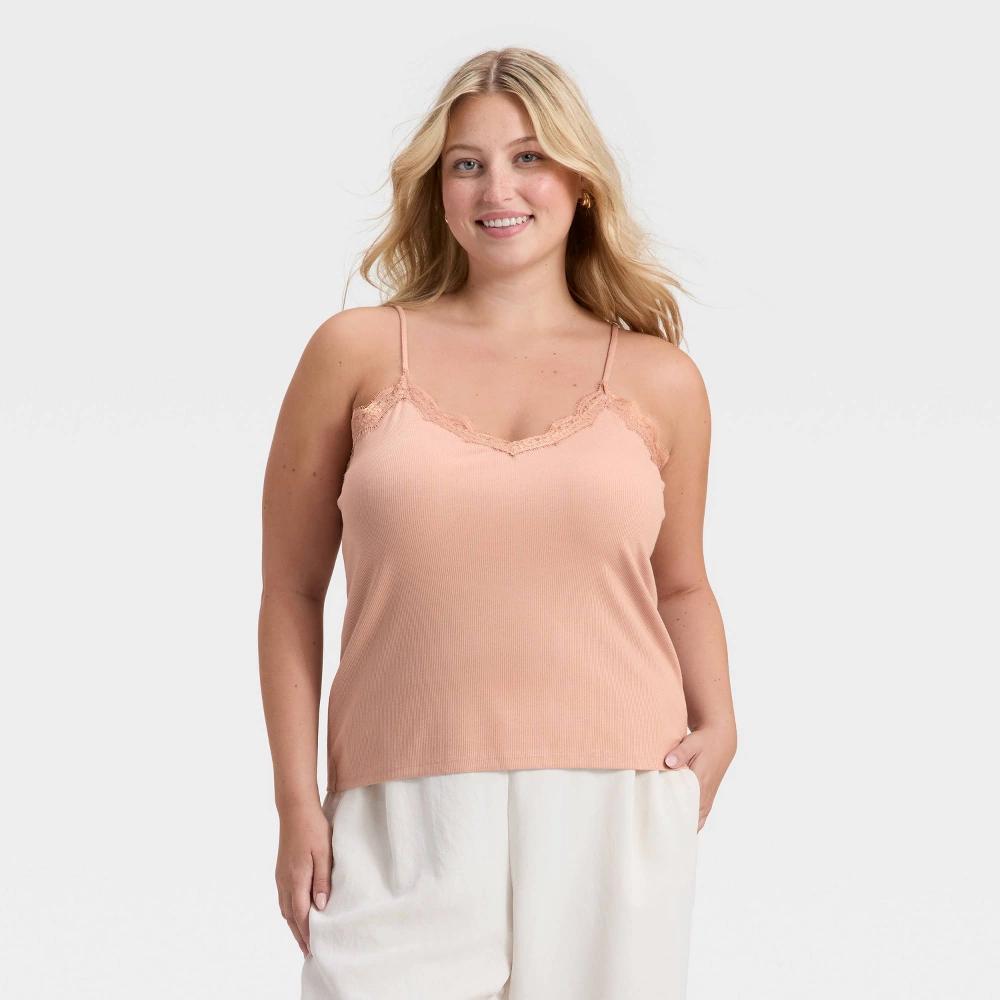 Women's Lace Cami Top - A New Day™ White 4X Product Image