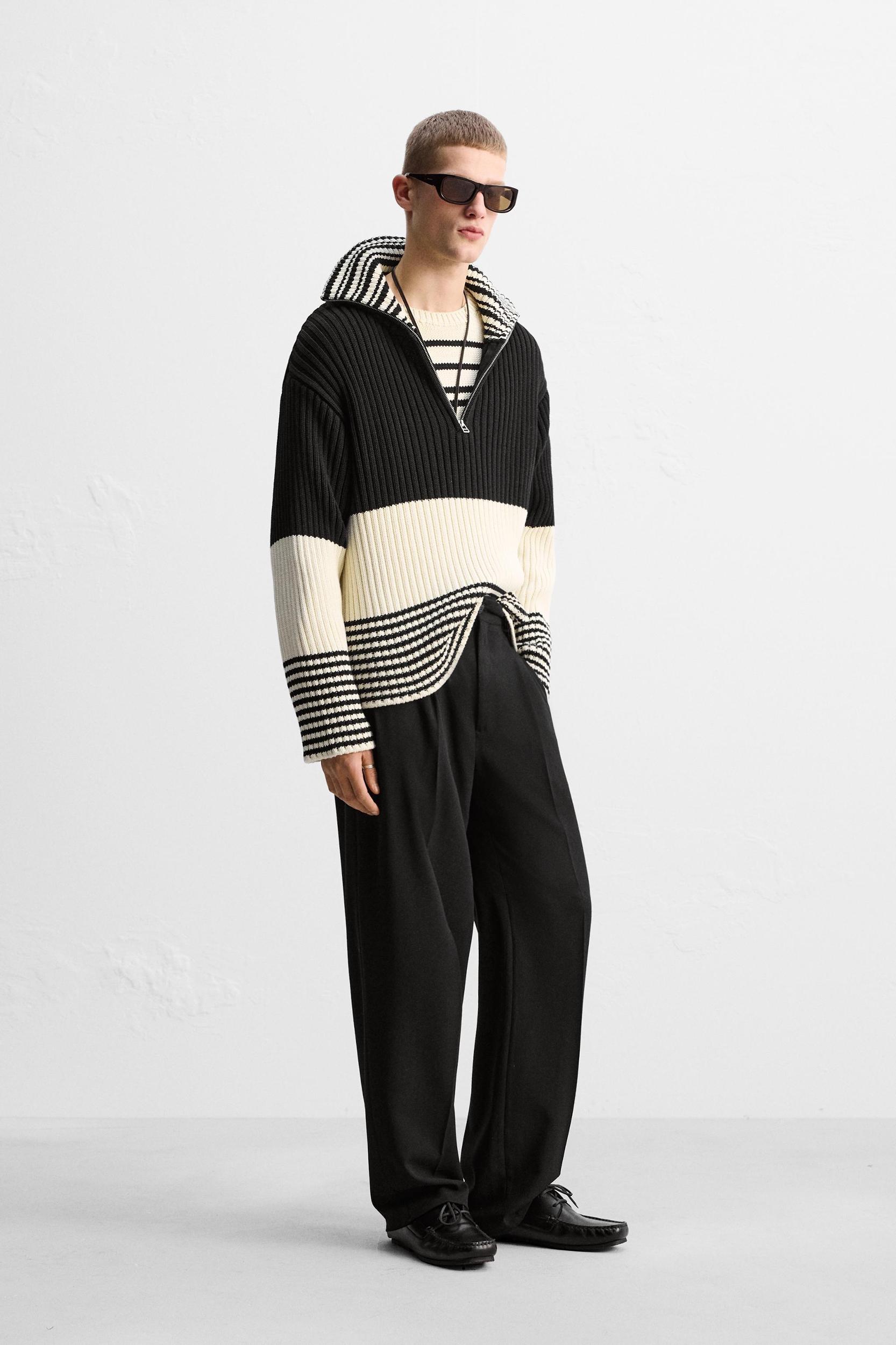 LIMITED EDITION STRIPED ZIP NECK SWEATER Product Image