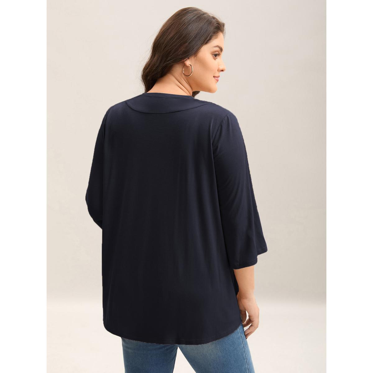 Plus Size Lotus Hem Curvy Kimono Cover-Up Women Black Leisure Ruffles Casual Kimonos BloomChic 22-24/3X Product Image