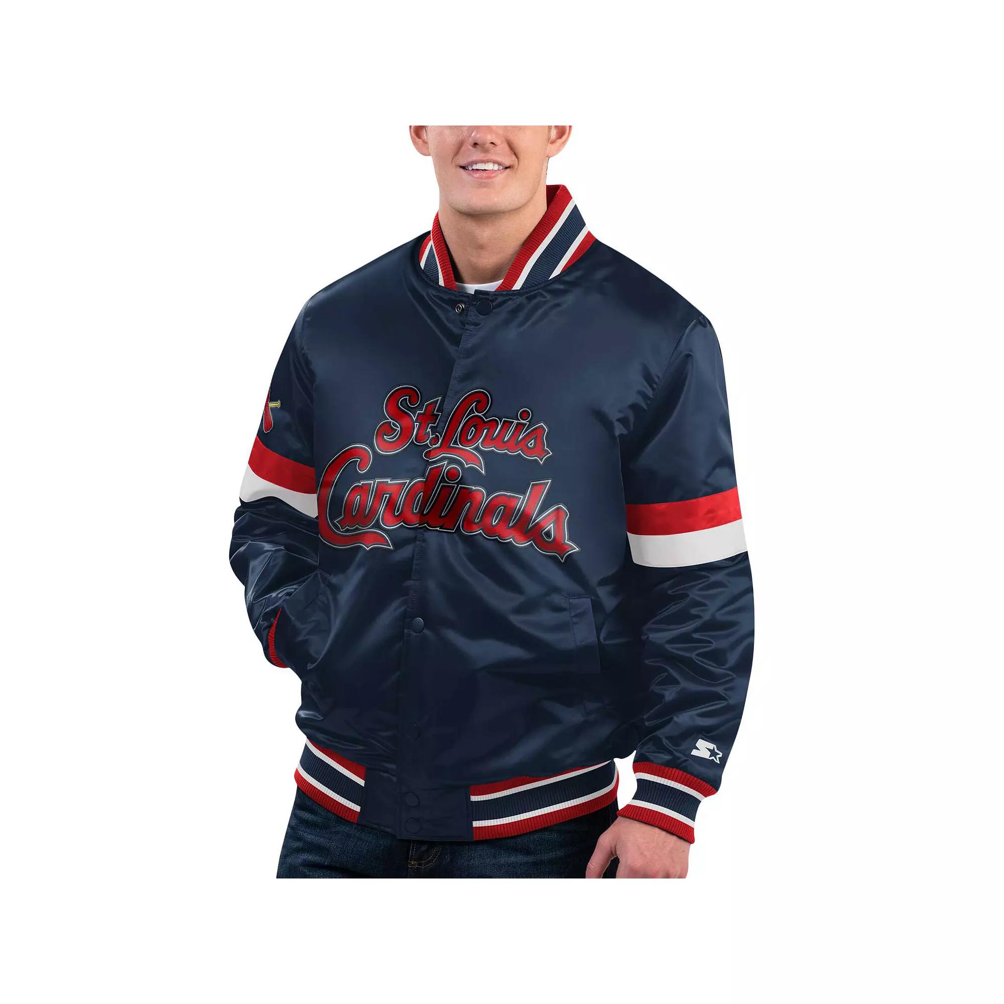 Men's Starter Navy St. Louis Cardinals Home Game Satin Full-Snap Varsity Jacket,  Product Image