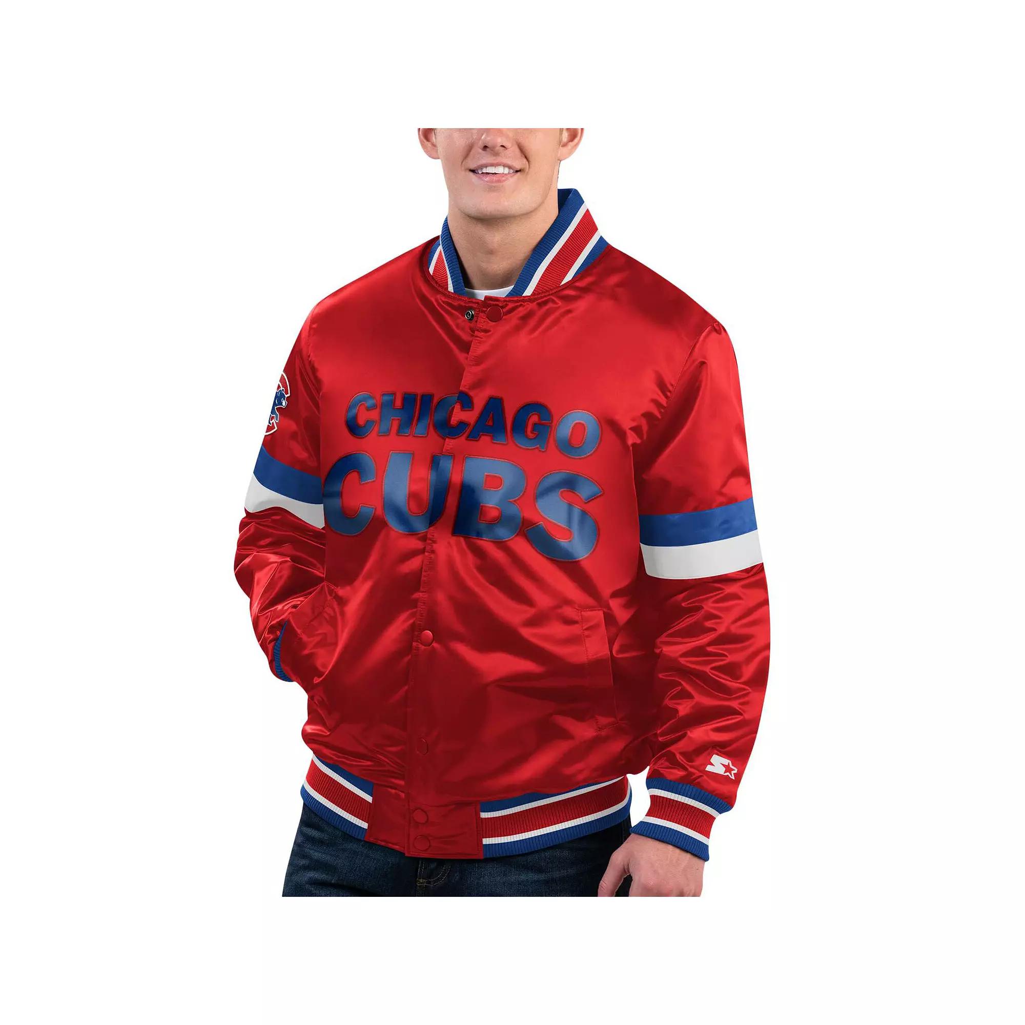 Men's Starter Red Chicago Cubs Home Game Satin Full-Snap Varsity Jacket,  Product Image