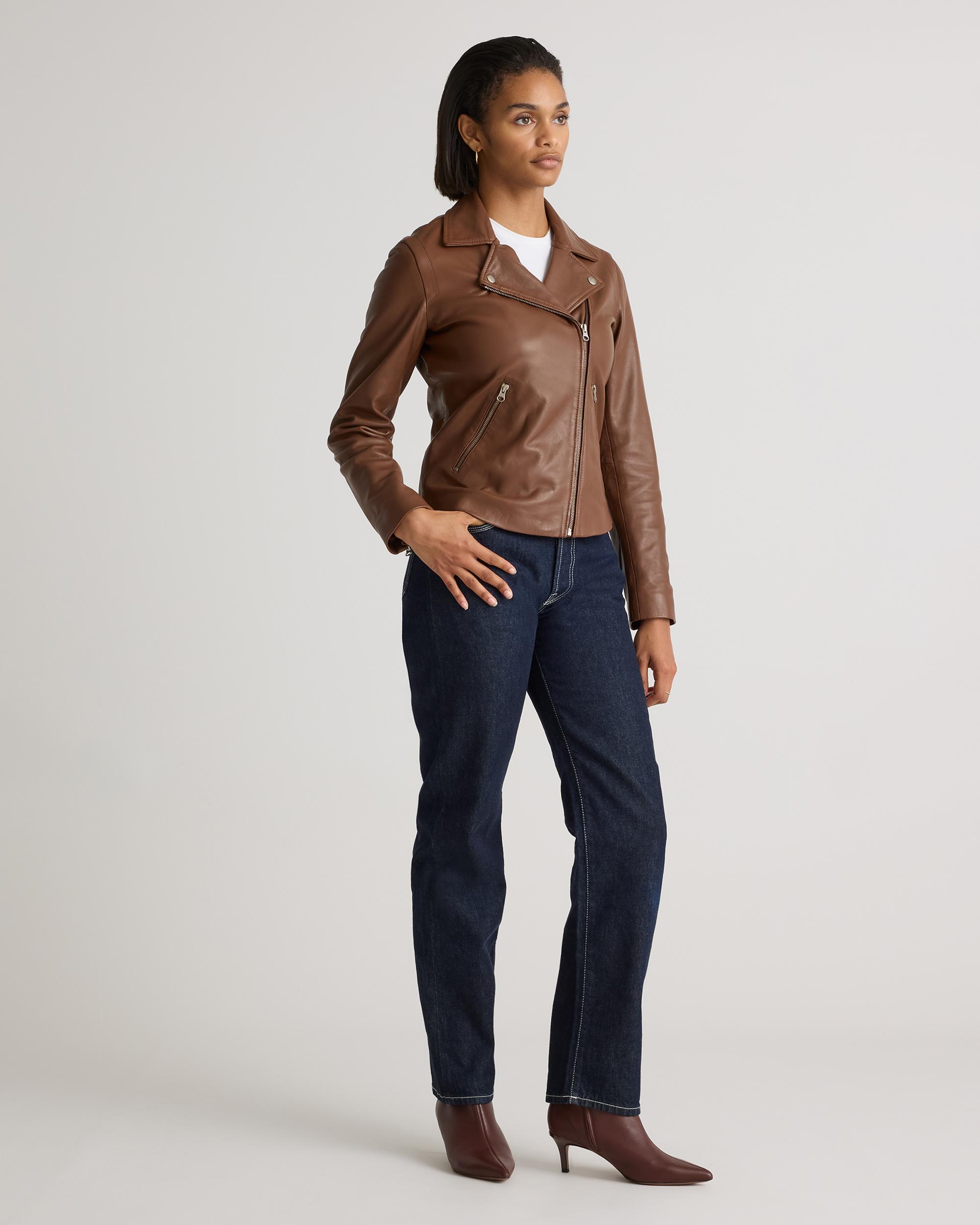 Quince | Women's 100% Washed Leather Biker Jacket Product Image