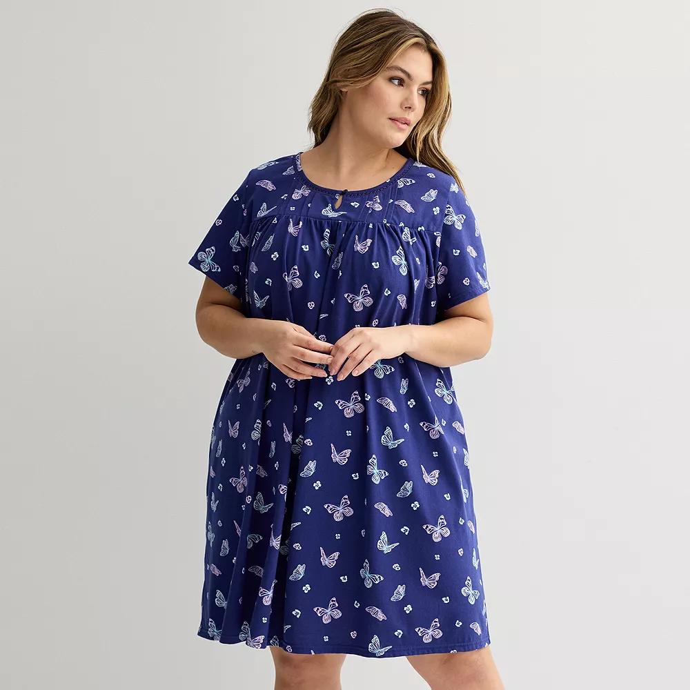 Plus Size Croft & Barrow® Knit Sleep Gown, Women's, Size: 3XL, Butterfly Dream Product Image
