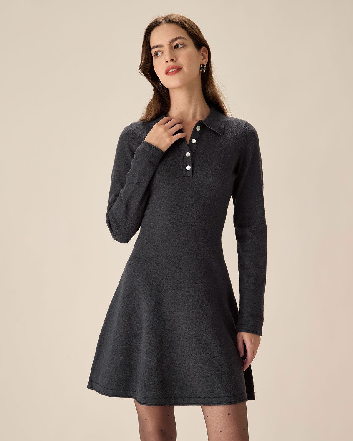 Grey Pleated Sweater Mini Dress Product Image