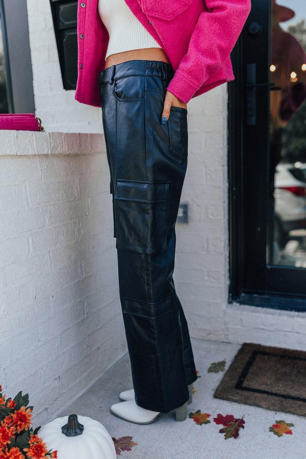 The Jenika High Waist Faux Leather Cargo Pants Product Image