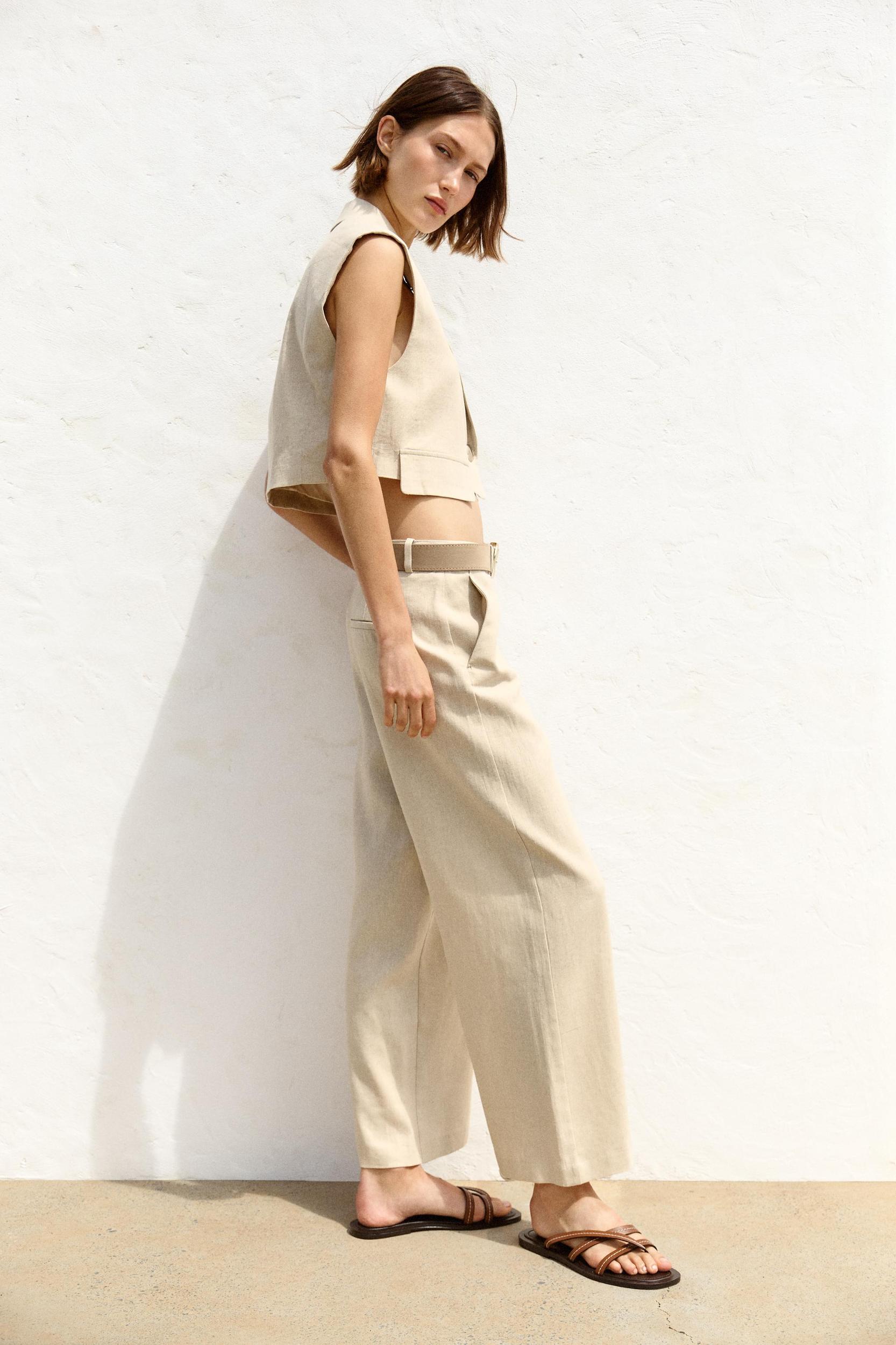 LINEN CULOTTES WITH BELT Product Image