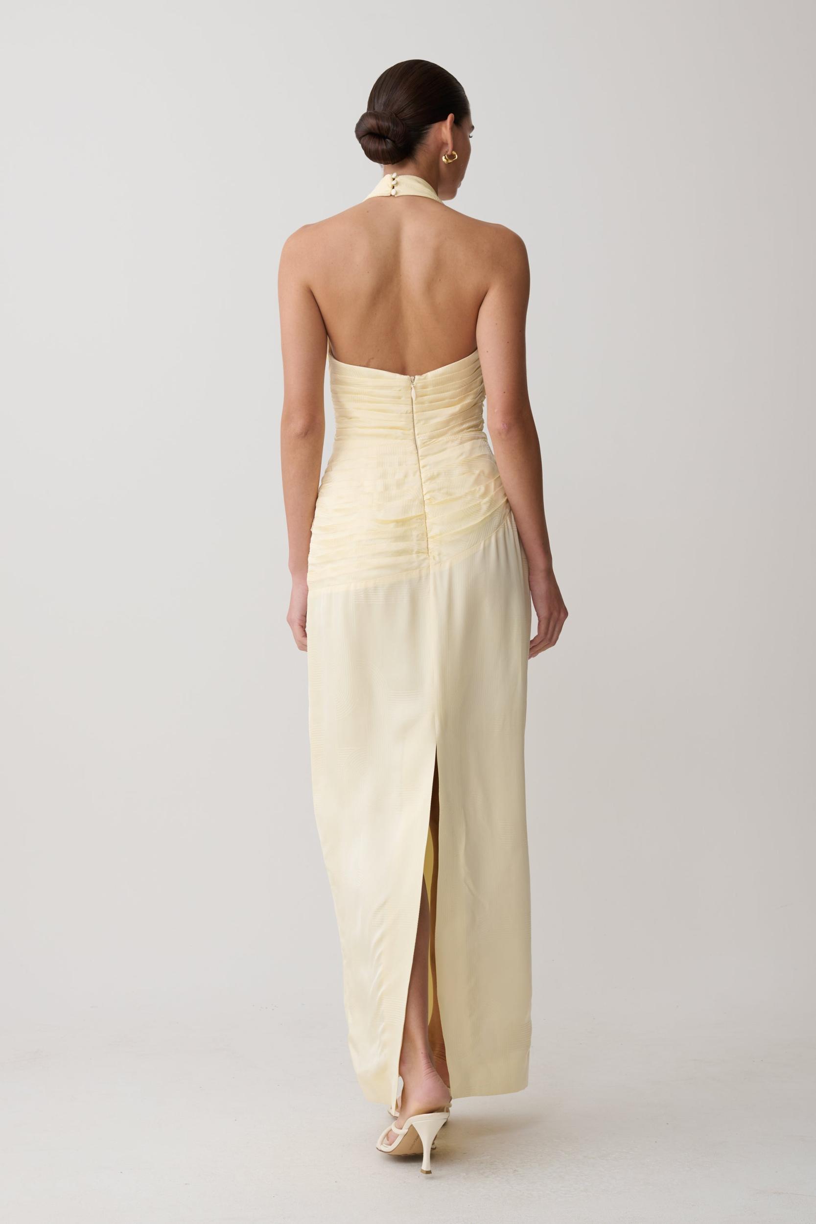 Chiara Halter Satin Maxi Dress - Buttermilk Product Image