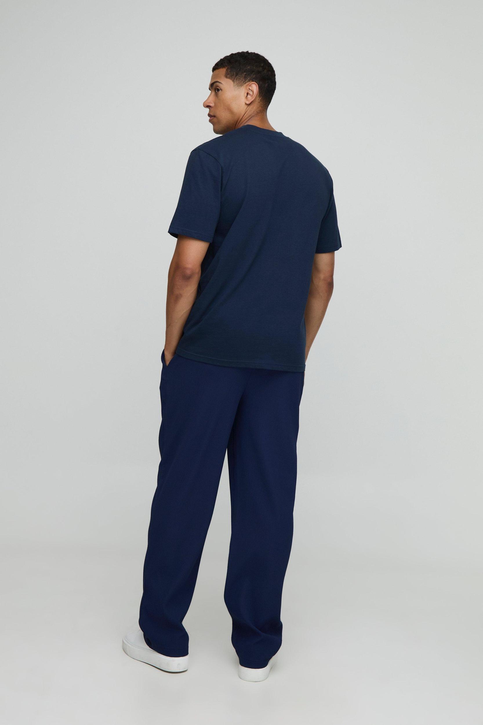 Elasticated Waist Relaxed Fit Pleated Trouser | boohooMAN USA Product Image