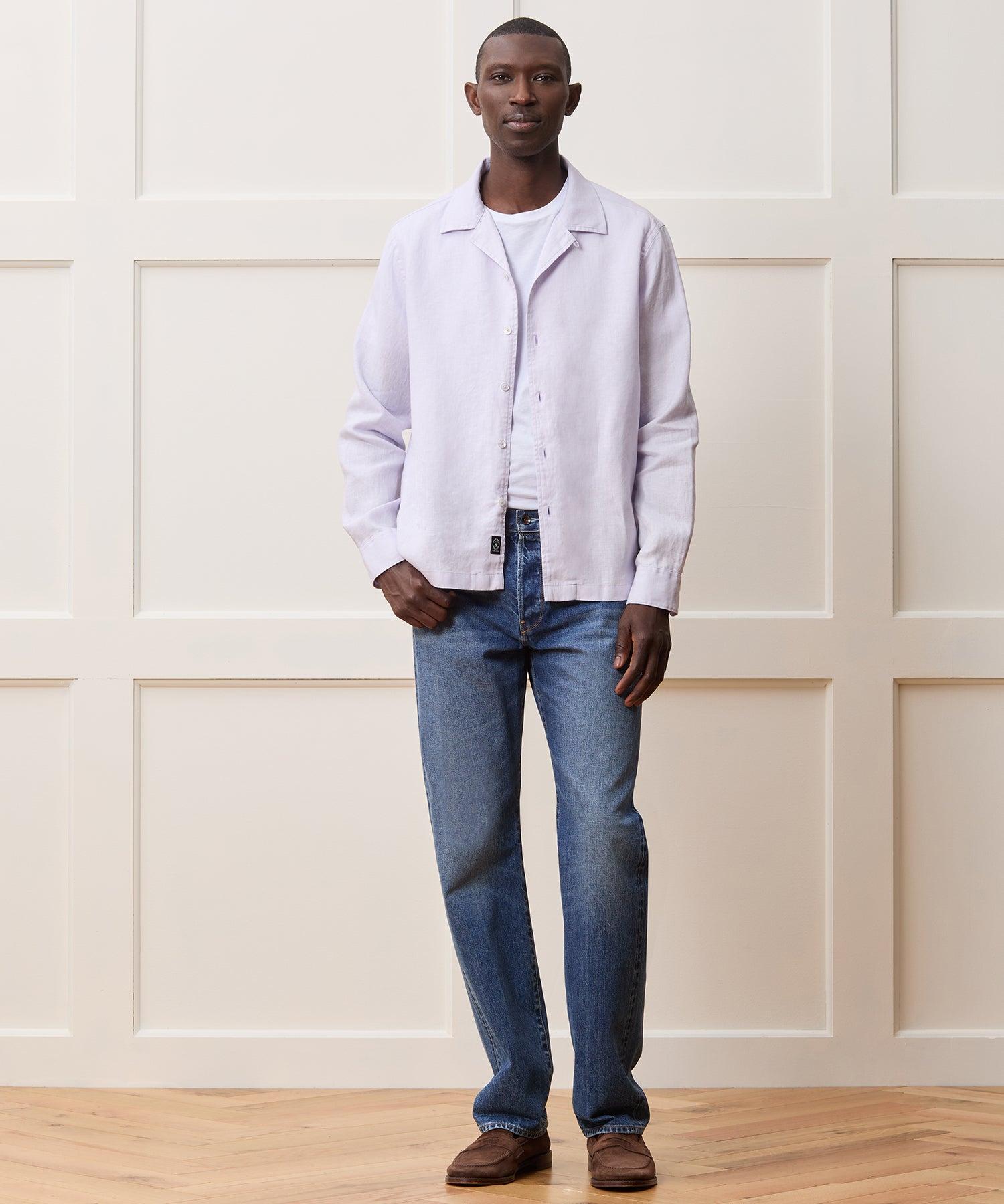Cropped Sea Soft Irish Linen Camp Collar Shirt Product Image