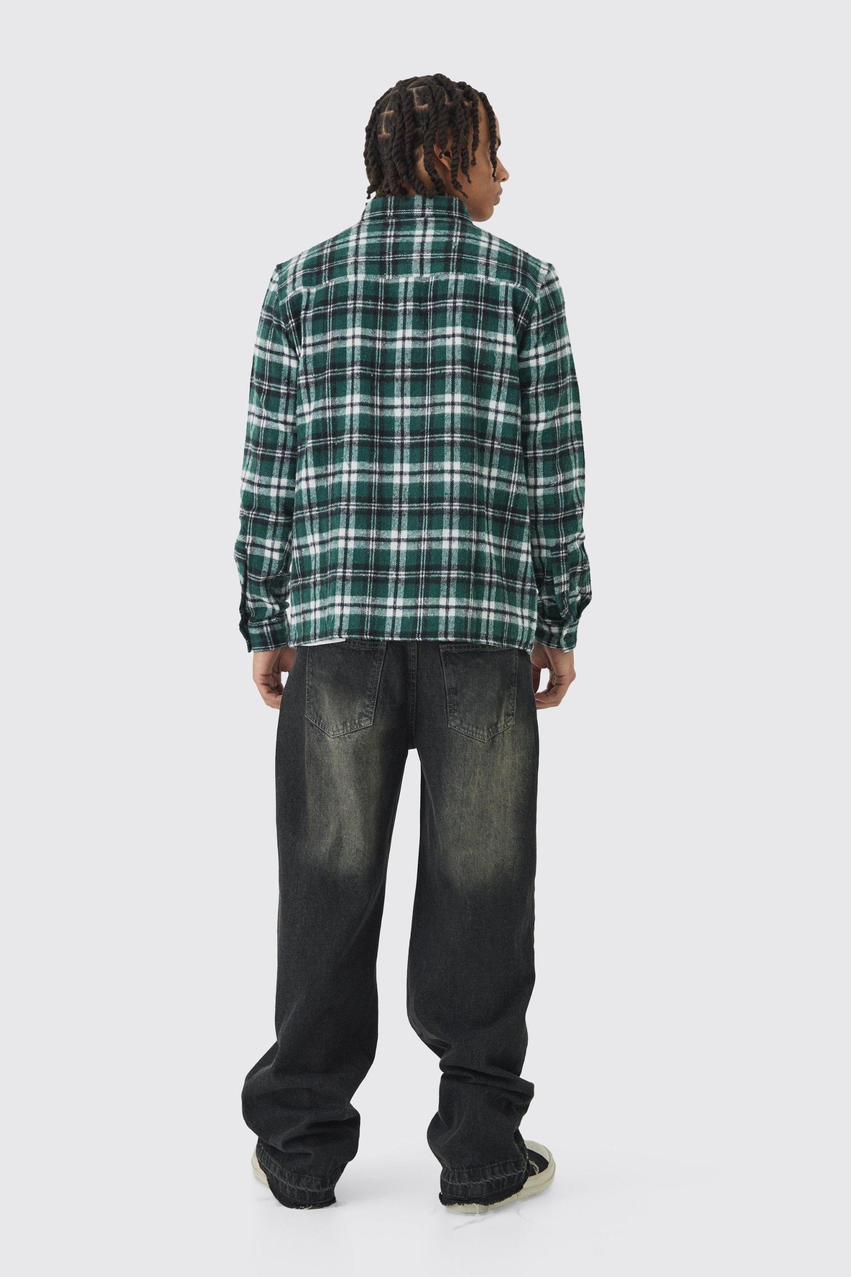 Regular Fit Long Sleeve Flannel Shirt | boohooMAN USA Product Image