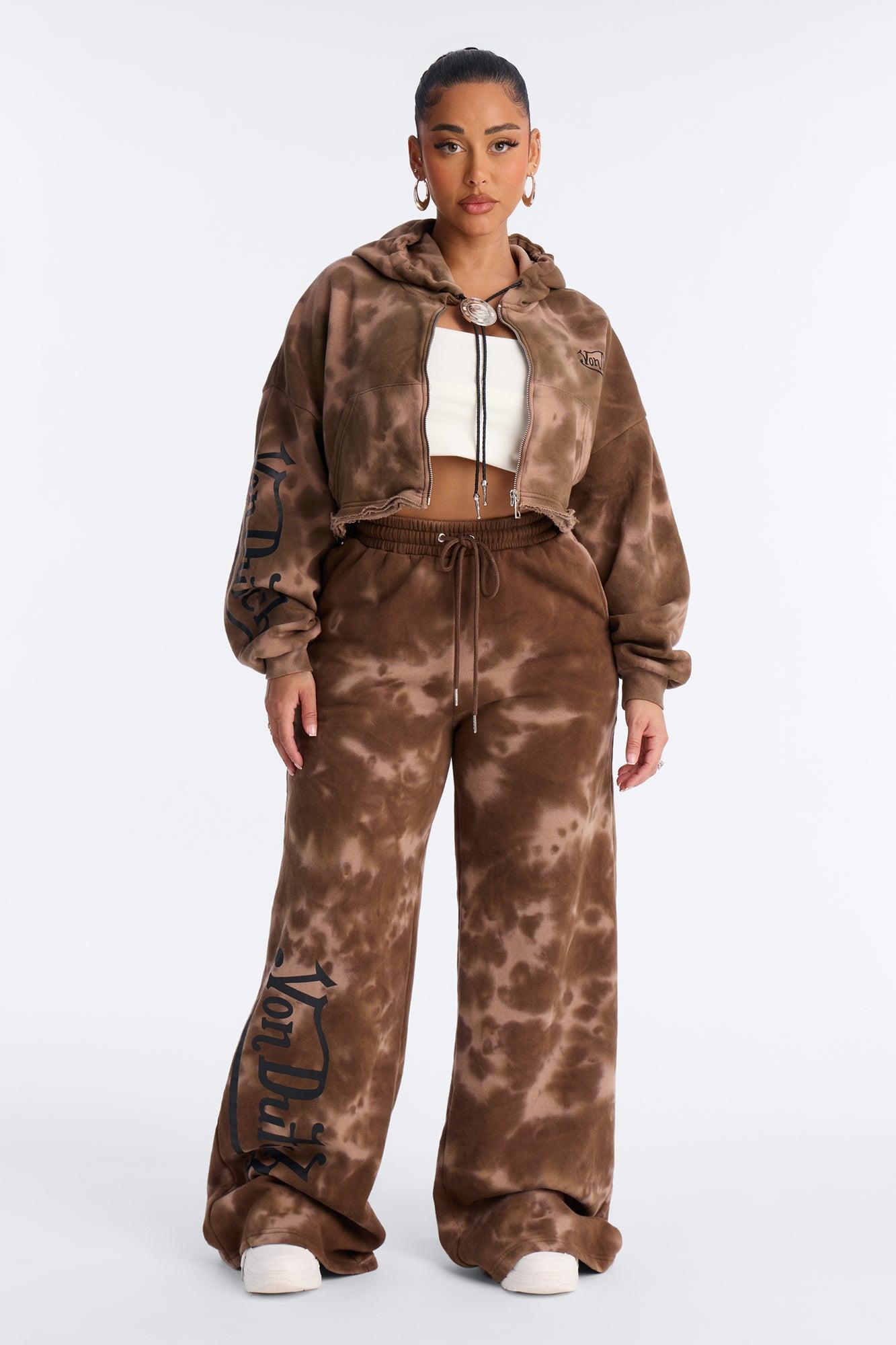 Von Dutch Ash Rider Washed Zip Up Sweatshirt - Brown Combo Female Product Image