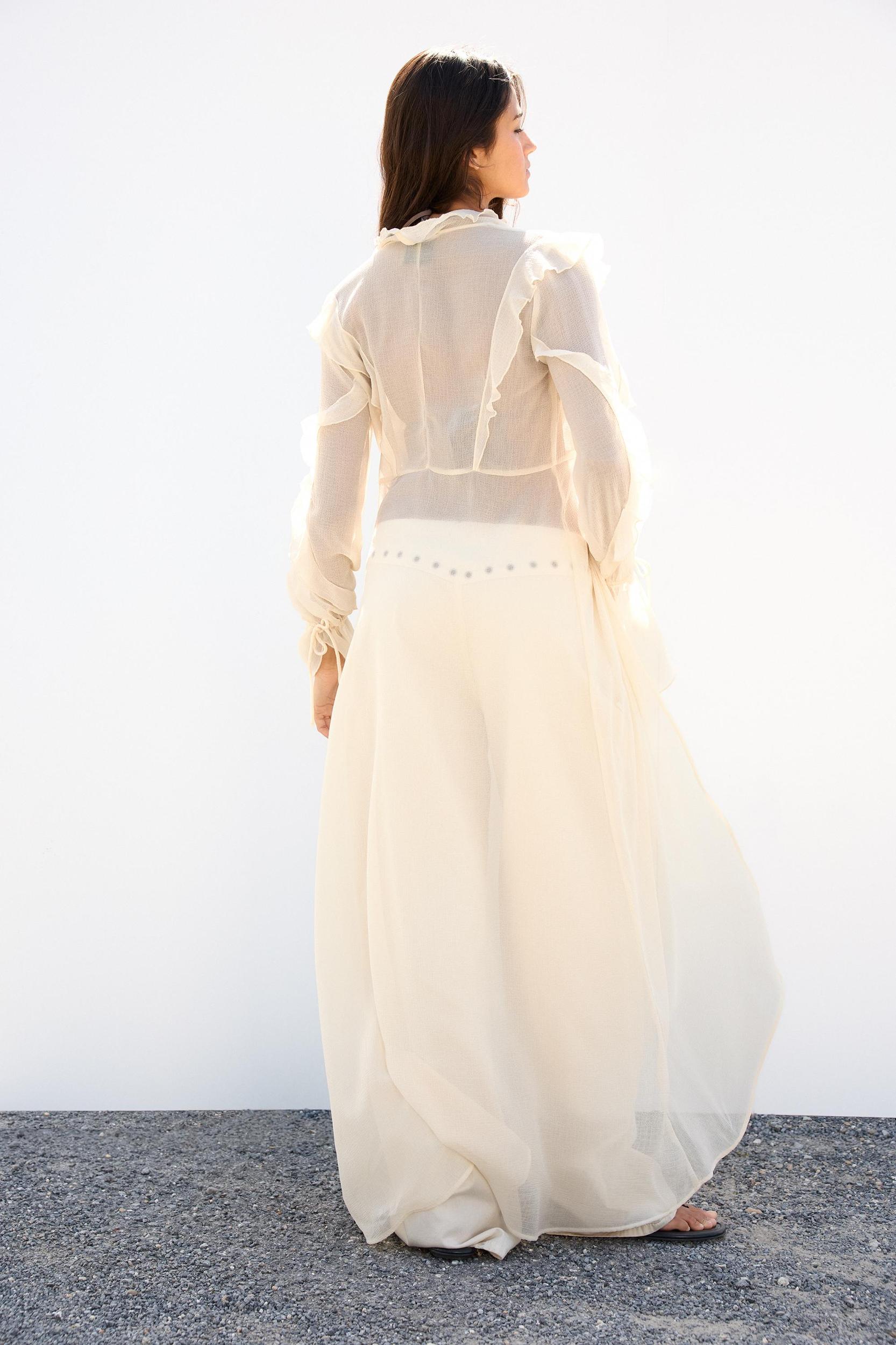 Long ruffled camisole kimono Product Image