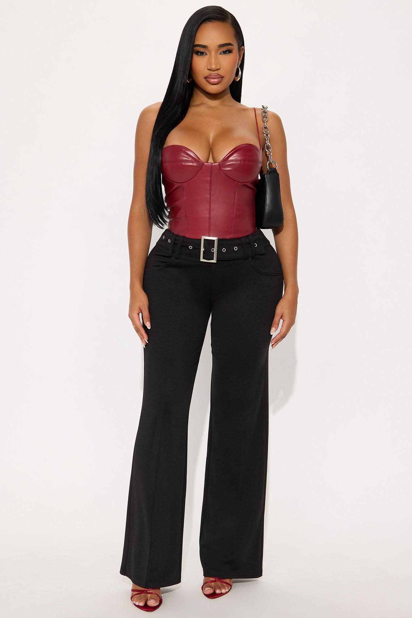 Lovers Rock Faux Leather Bodysuit - Burgundy Female Product Image