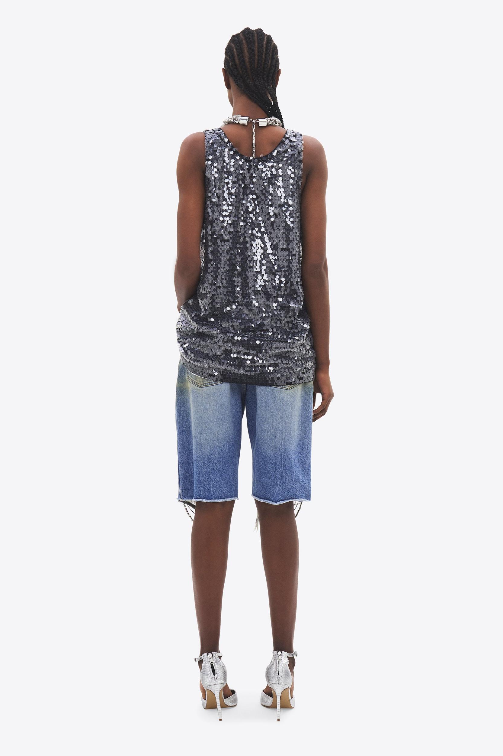 Crystal Fray Denim Mini Skirt Product Image