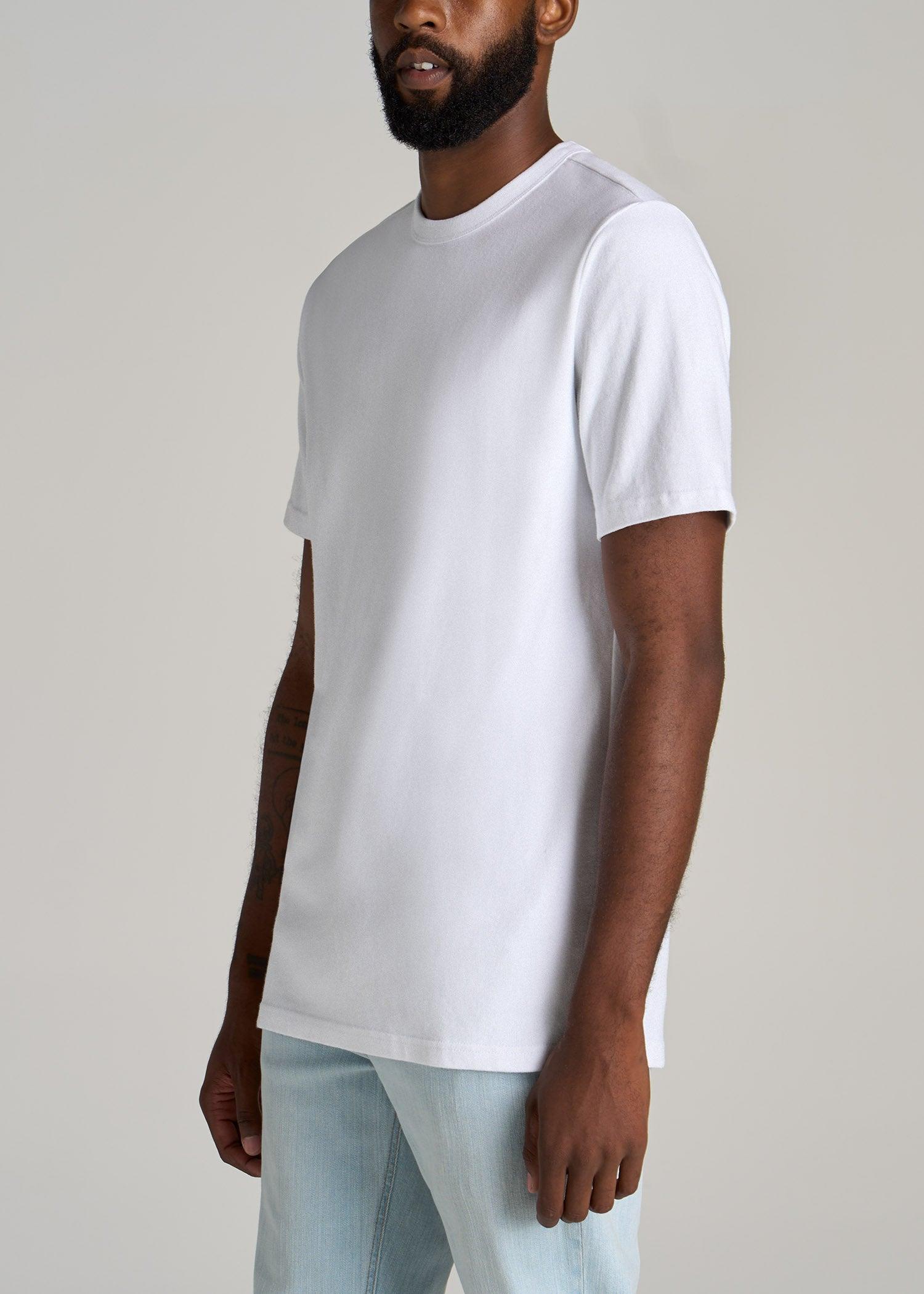 LJ&S Heavyweight Relaxed Fit Tee for Tall Men in White Male Product Image