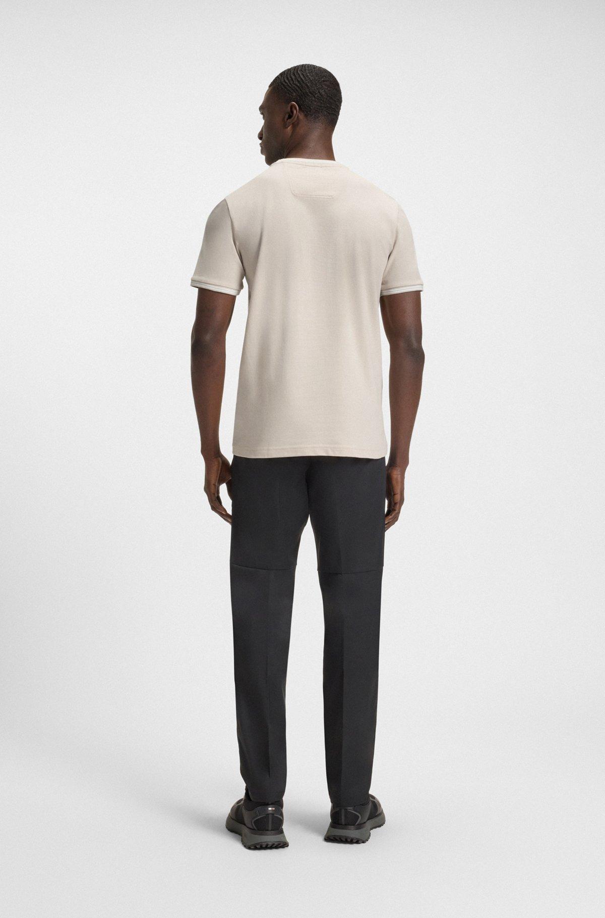 Stretch-cotton T-shirt with logo and stripes Product Image