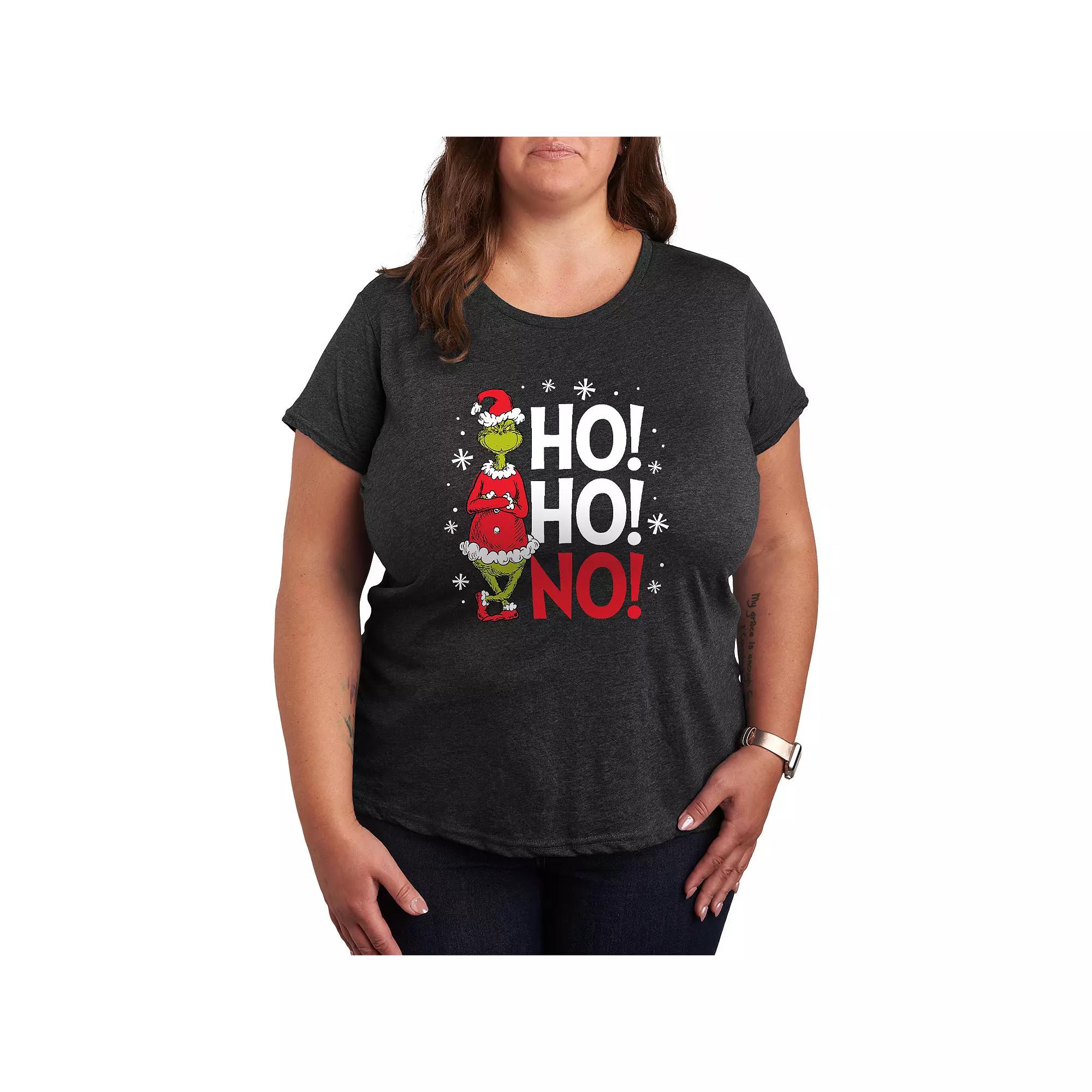 Plus Size Dr. Seuss Grinch Ho Ho No Graphic Tee, Women's, Size: 2XL, Heather Grey Product Image