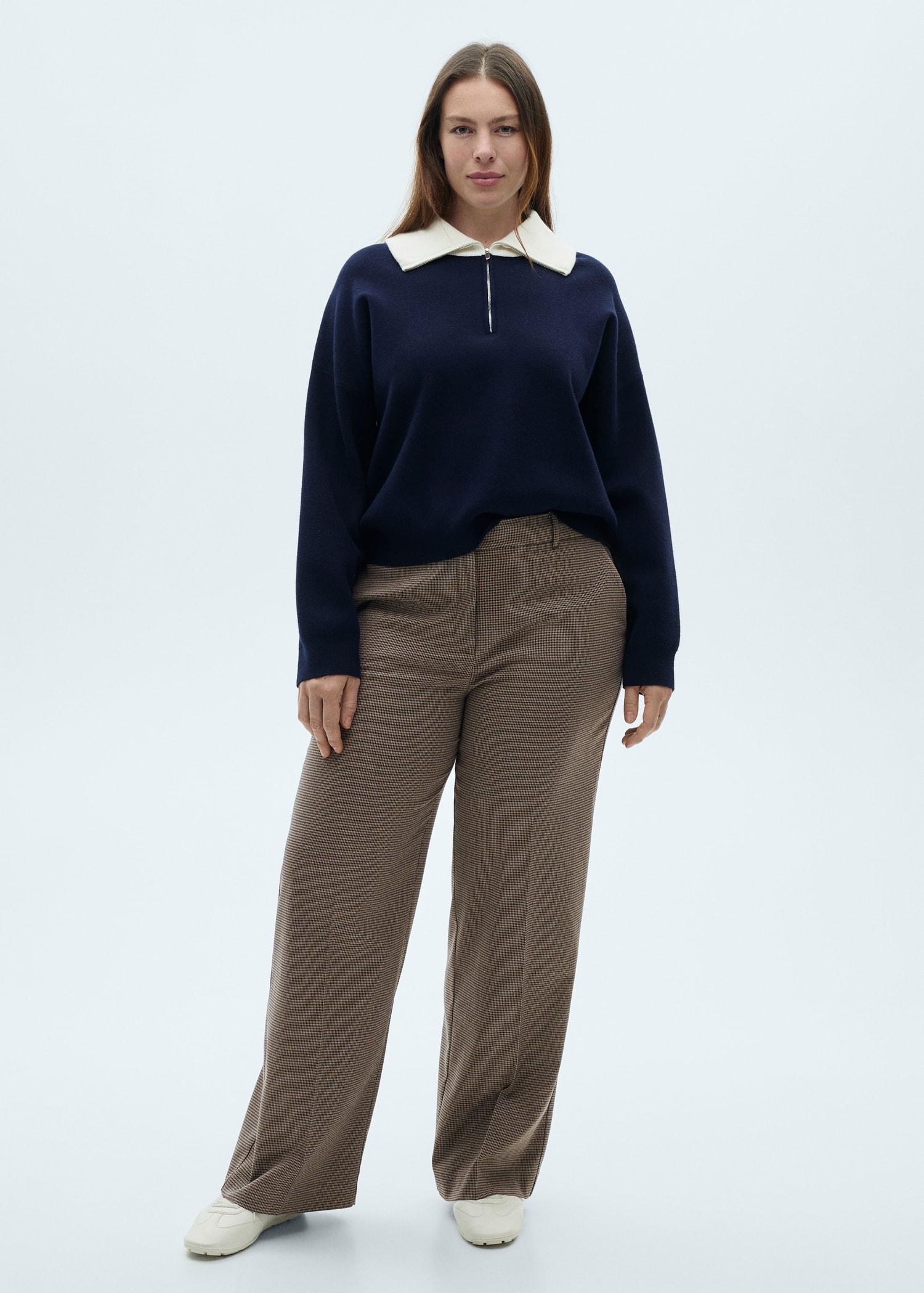 Mid-rise wideleg pants - Women | MANGO USA Product Image