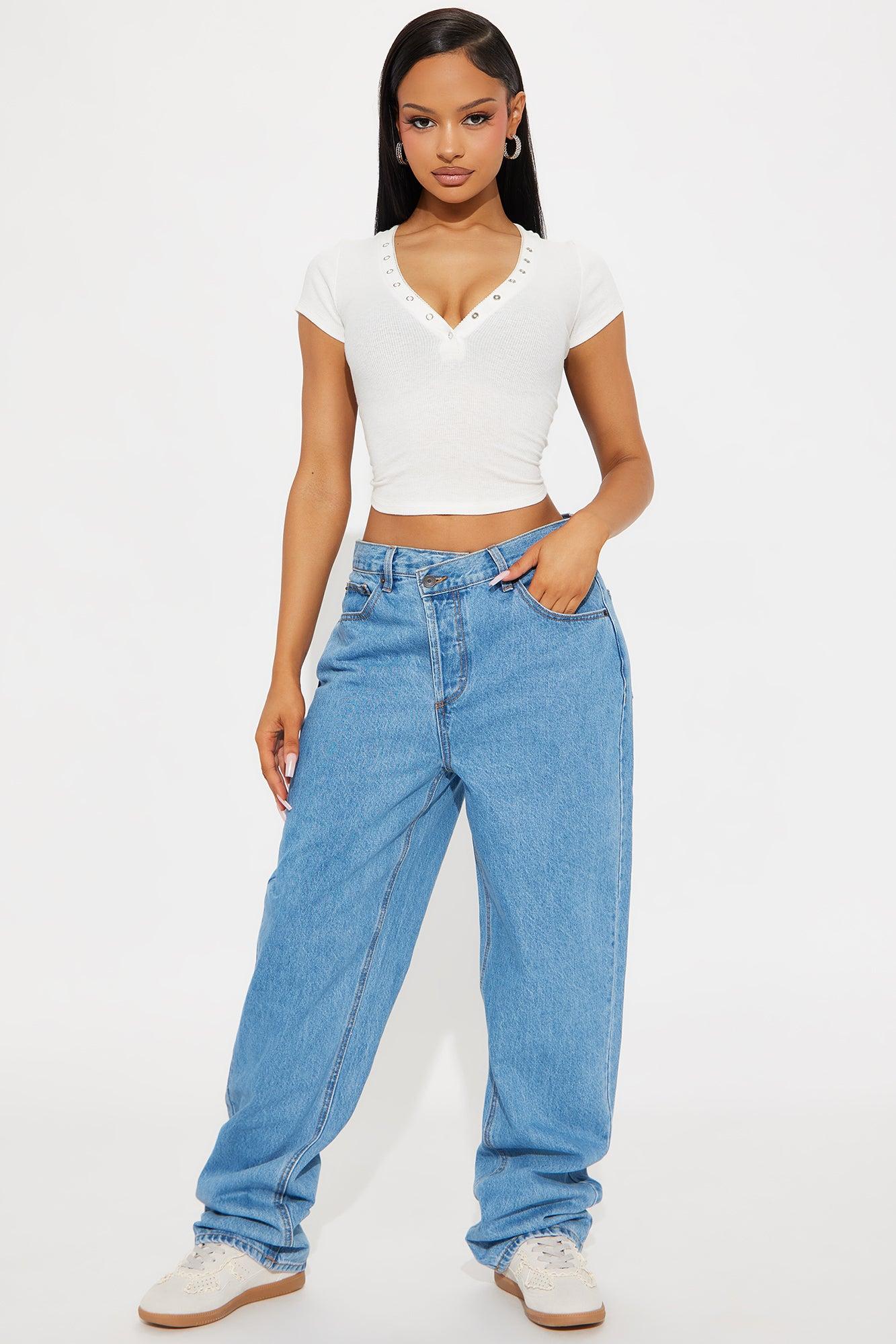 Crossover Straight Leg Jeans - Medium Wash Product Image