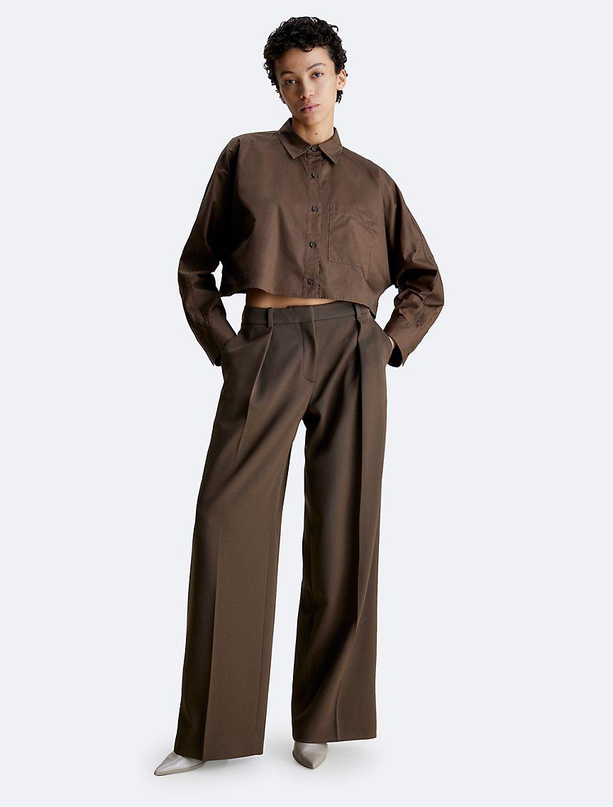 Cropped Dolman Relaxed Button-Down Shirt Product Image