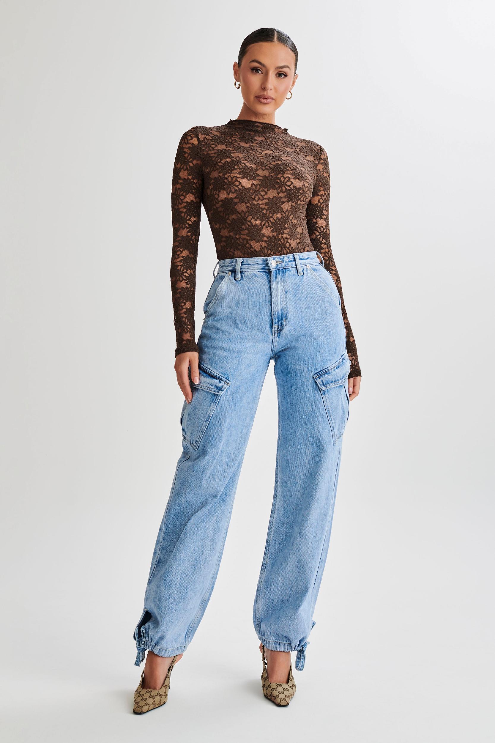 Renata Lace Long Sleeve Bodysuit - Chocolate Product Image