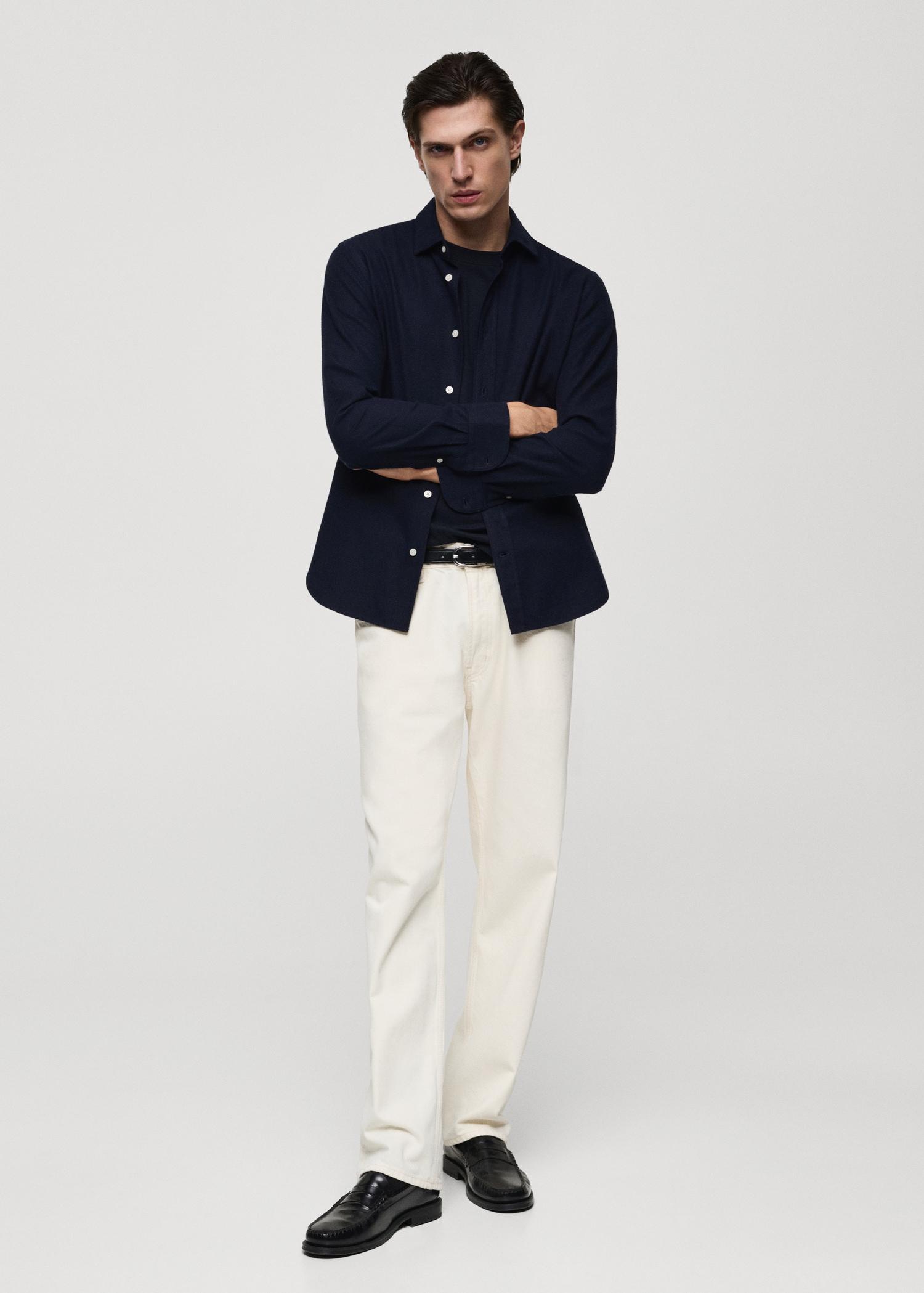 100% cotton flannel regular-fit shirt - Men | MANGO USA Product Image