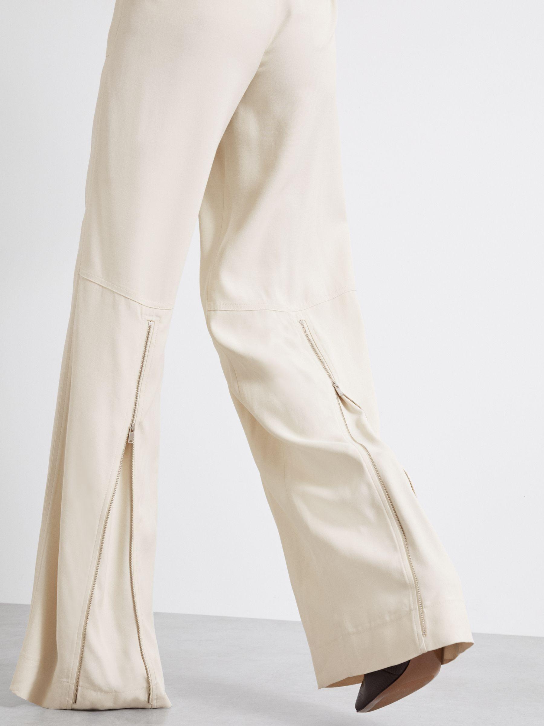 Atelier Wide-Leg Crepe Trousers with Wool in Ivory Product Image