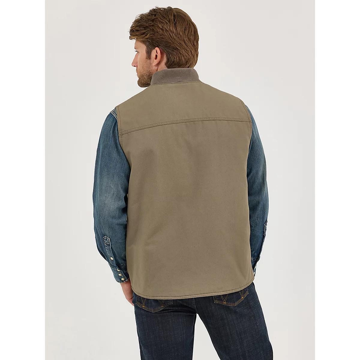 Men's Wrangler Quilt Lined Rancher Vest in Bungee Cord Taupe Product Image