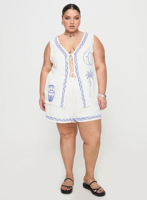 Sun And Palm Trees Vest Set White / Blue Curve Product Image