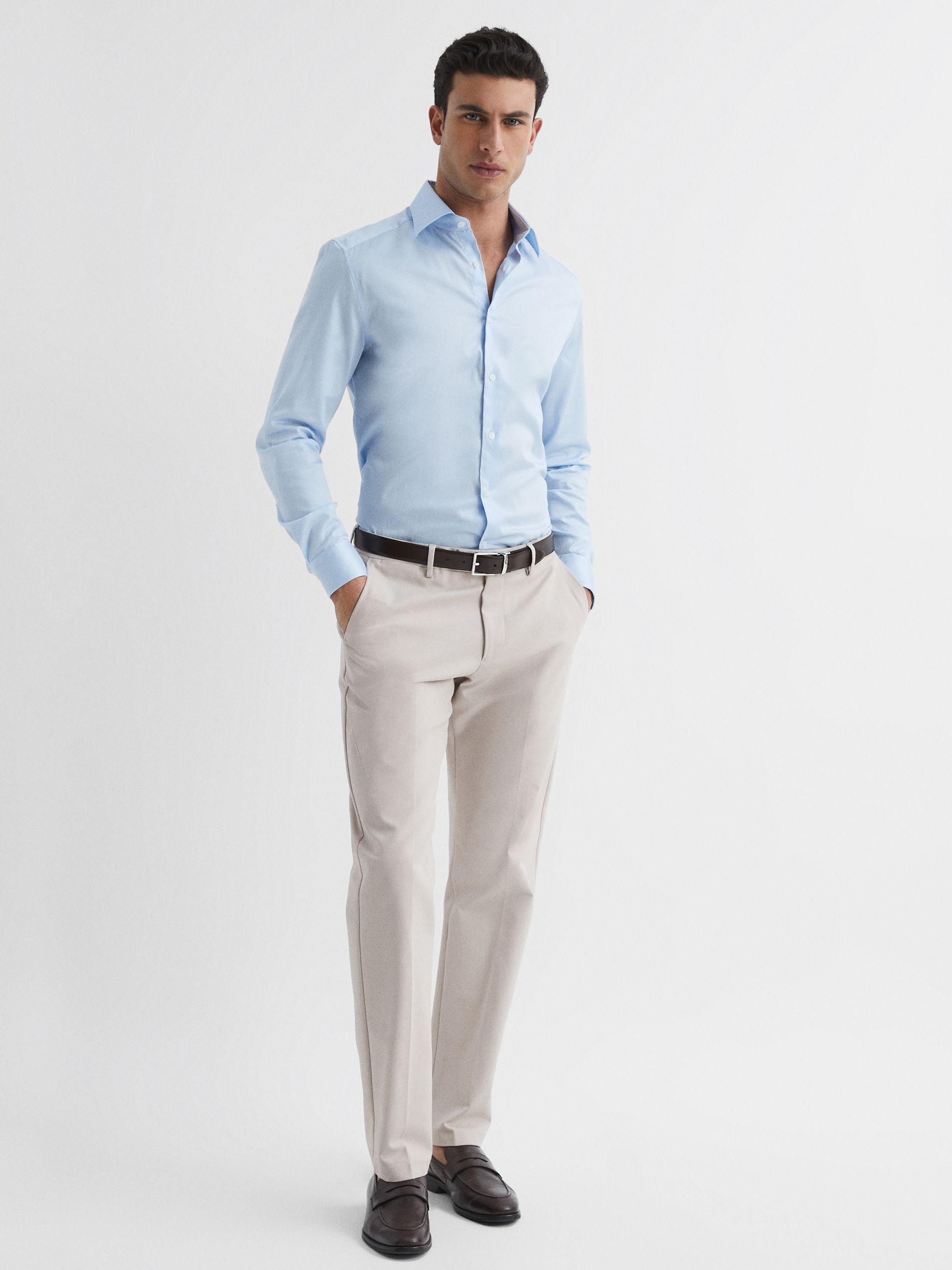 Cotton Blend Chinos in Stone Product Image