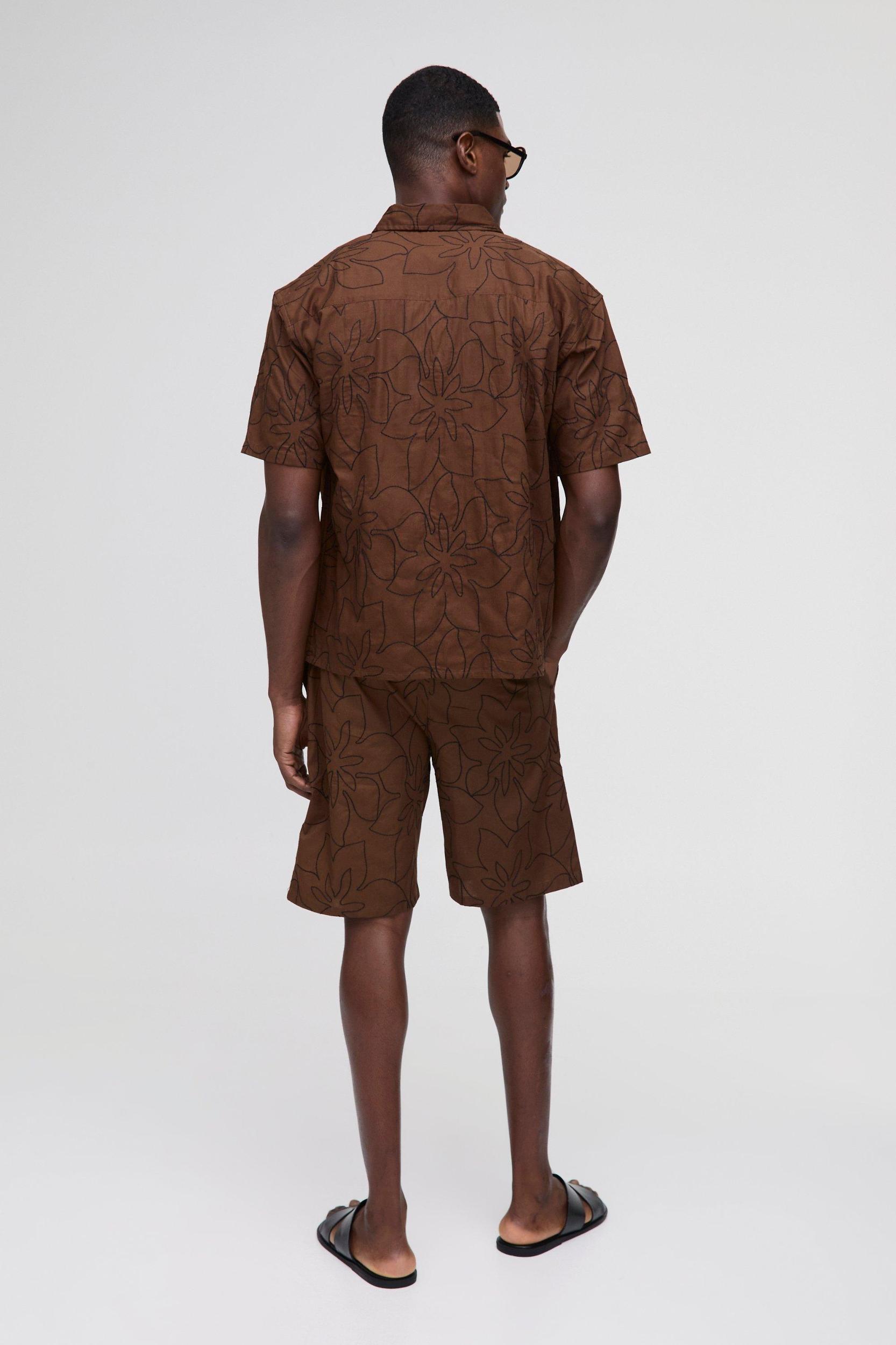Oversized Collared Shirt & Relaxed Short Set | boohooMAN USA Product Image